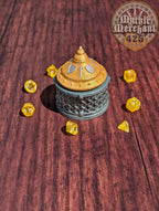 Fighter 3D Printed Dice Vault | Dice Jail | DnD Can Holder | Table Coaster | Mythic Mugs by Ars Moriendi 3D- Arm Yourself for Glory! - Black / Yes- Include Random Dice Set