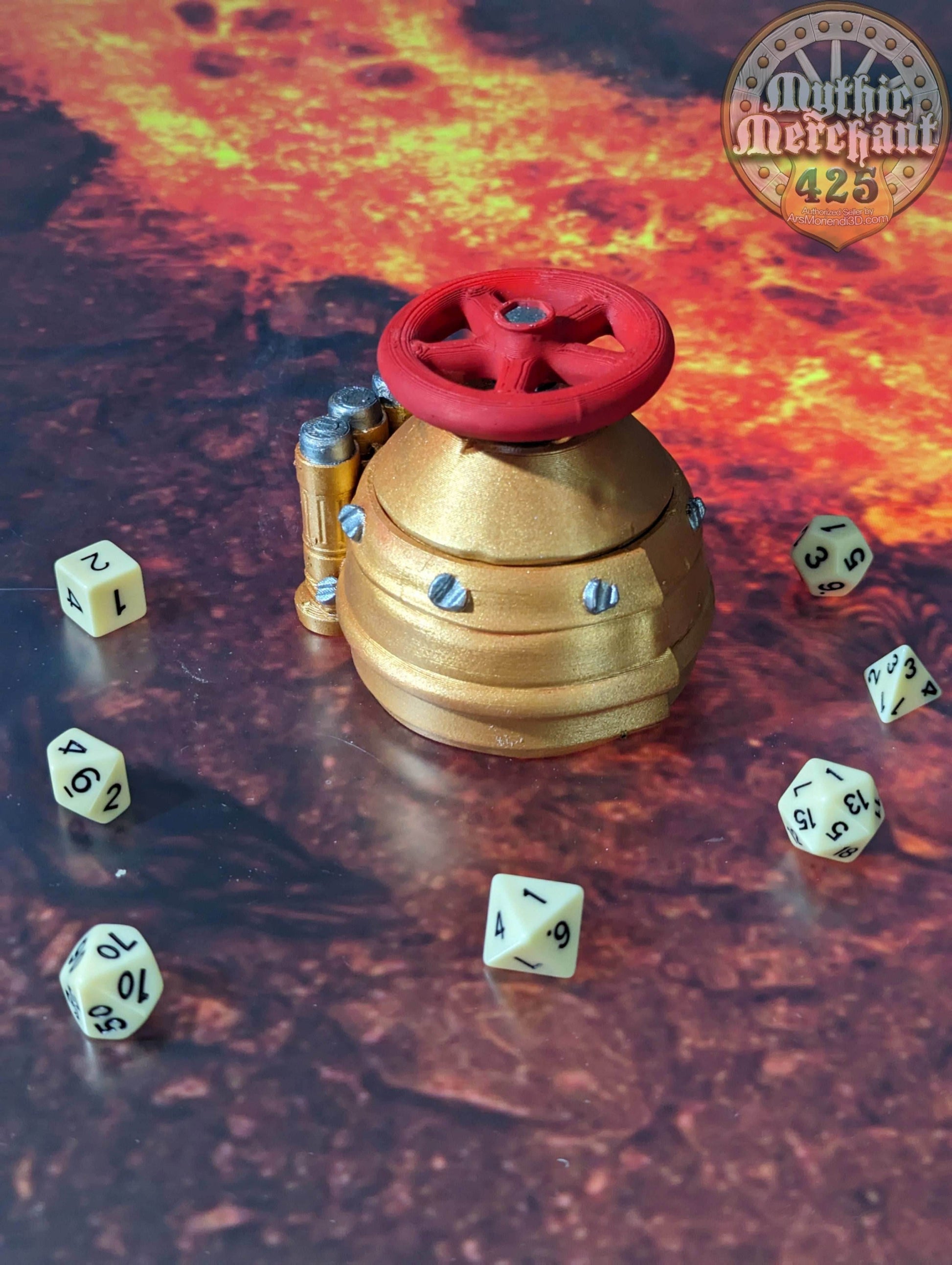 Gadgeteer 3D Printed Dice Storage Box | Dice Vault | Dice Jail | Tabletop RPG Gaming Cosplay - Dungeons and Dragon DnD D&D Wargaming - Black / Yes- Include Random Dice Set