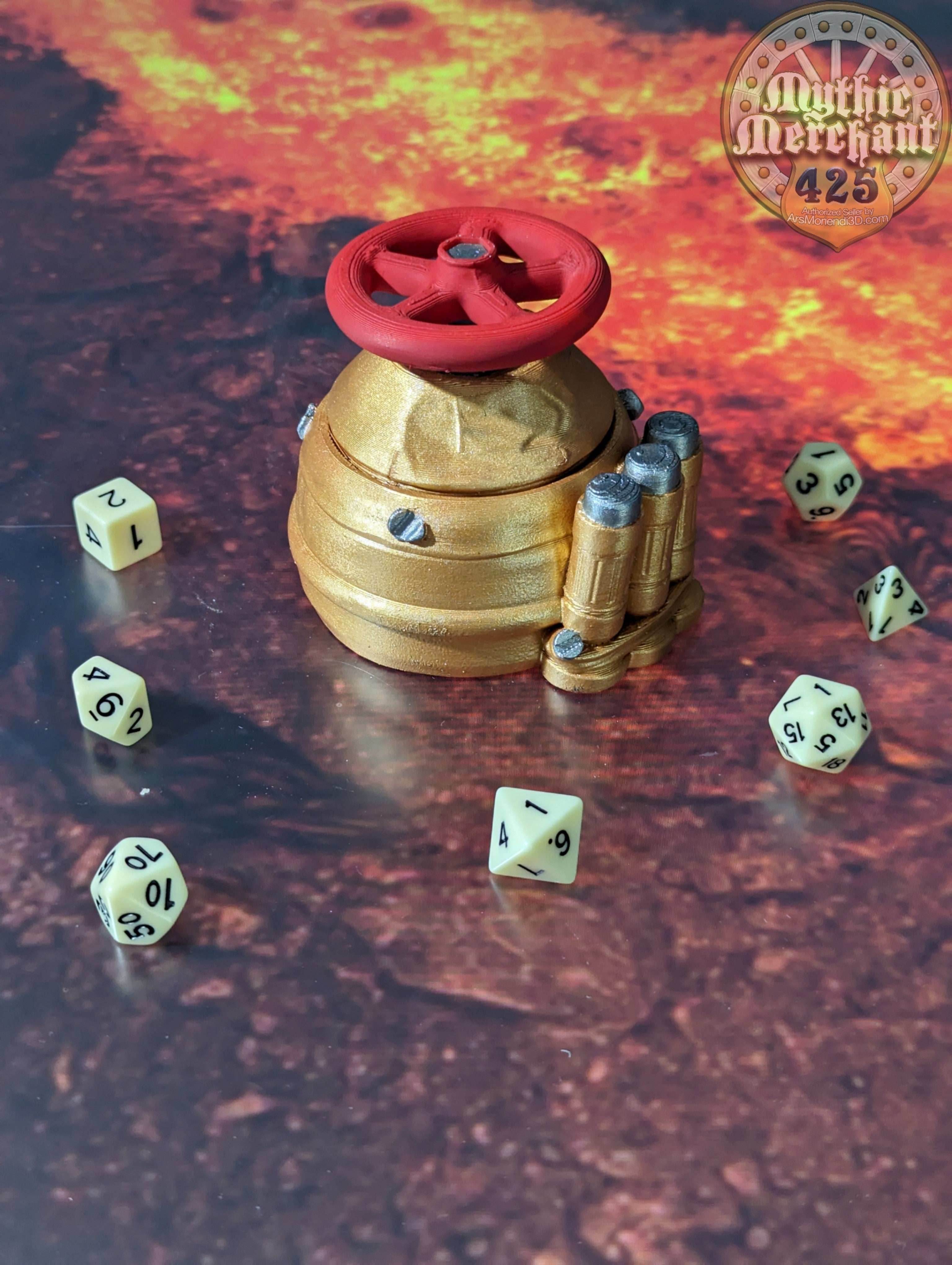 Gadgeteer 3D Printed Dice Storage Box | Dice Vault | Dice Jail | Tabletop RPG Gaming Cosplay - Dungeons and Dragon DnD D&D Wargaming - Black / Yes- Include Random Dice Set