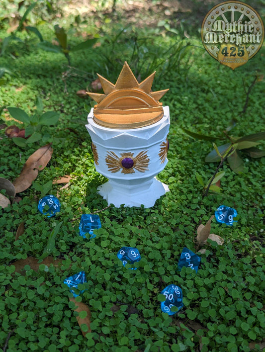 Paladin Class 3D Printed Dice Jail | RPG Dice Vault | D20 Storage Box- Uphold the Virtues of Light and Justice! - Black / Yes- Include Random Dice Set