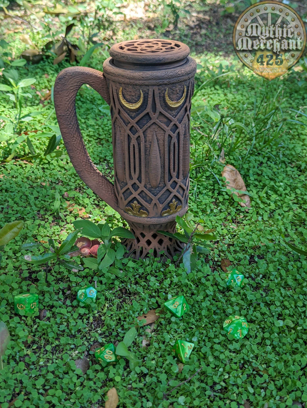 Elven 3D Printed Can Holder| Koozie | Elf Mug Stein | Mythic Mugs Collection by Ars Moriendi 3D- Embrace the Elegance of Elven Enchantment! - Black / Non Threaded-No Lid