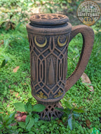 Elven 3D Printed Can Holder| Koozie | Elf Mug Stein | Mythic Mugs Collection by Ars Moriendi 3D- Embrace the Elegance of Elven Enchantment! - Black / Non Threaded-No Lid