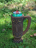 Elven 3D Printed Can Holder| Koozie | Elf Mug Stein | Mythic Mugs Collection by Ars Moriendi 3D- Embrace the Elegance of Elven Enchantment! - Black / Non Threaded-No Lid