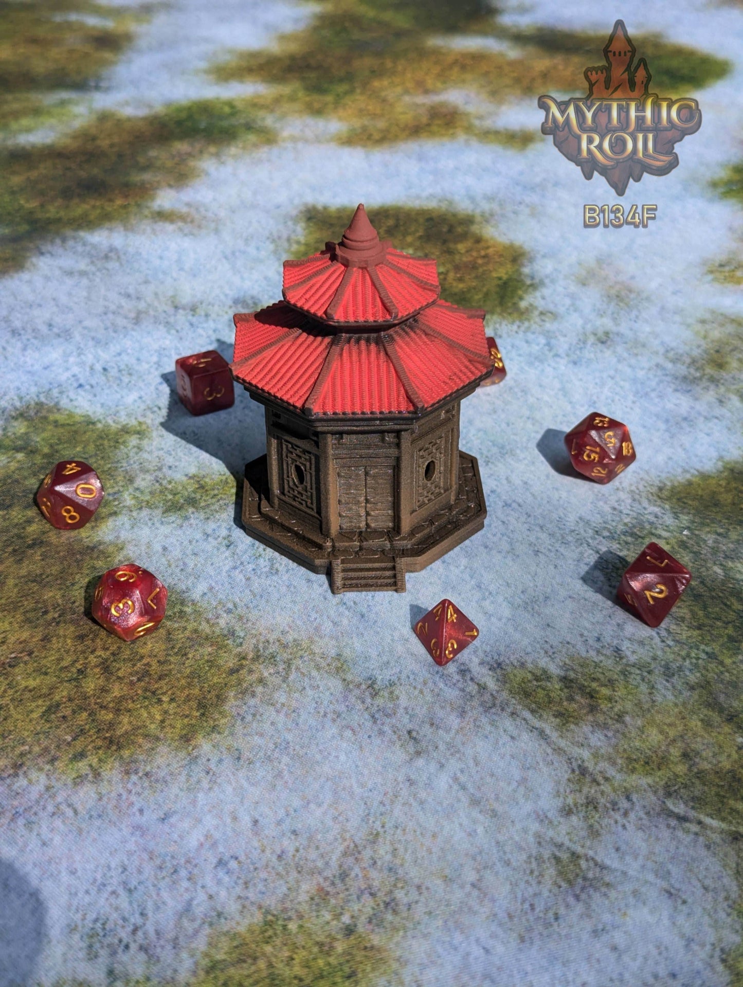 Samurai Warrior Chinshi-Shizuka 3D Printed Dice Jail | RPG Dice Vault | D20 Storage Box | Player Gift Mythic Roll by Unchained Games - Black / Yes- Include Random Dice Set