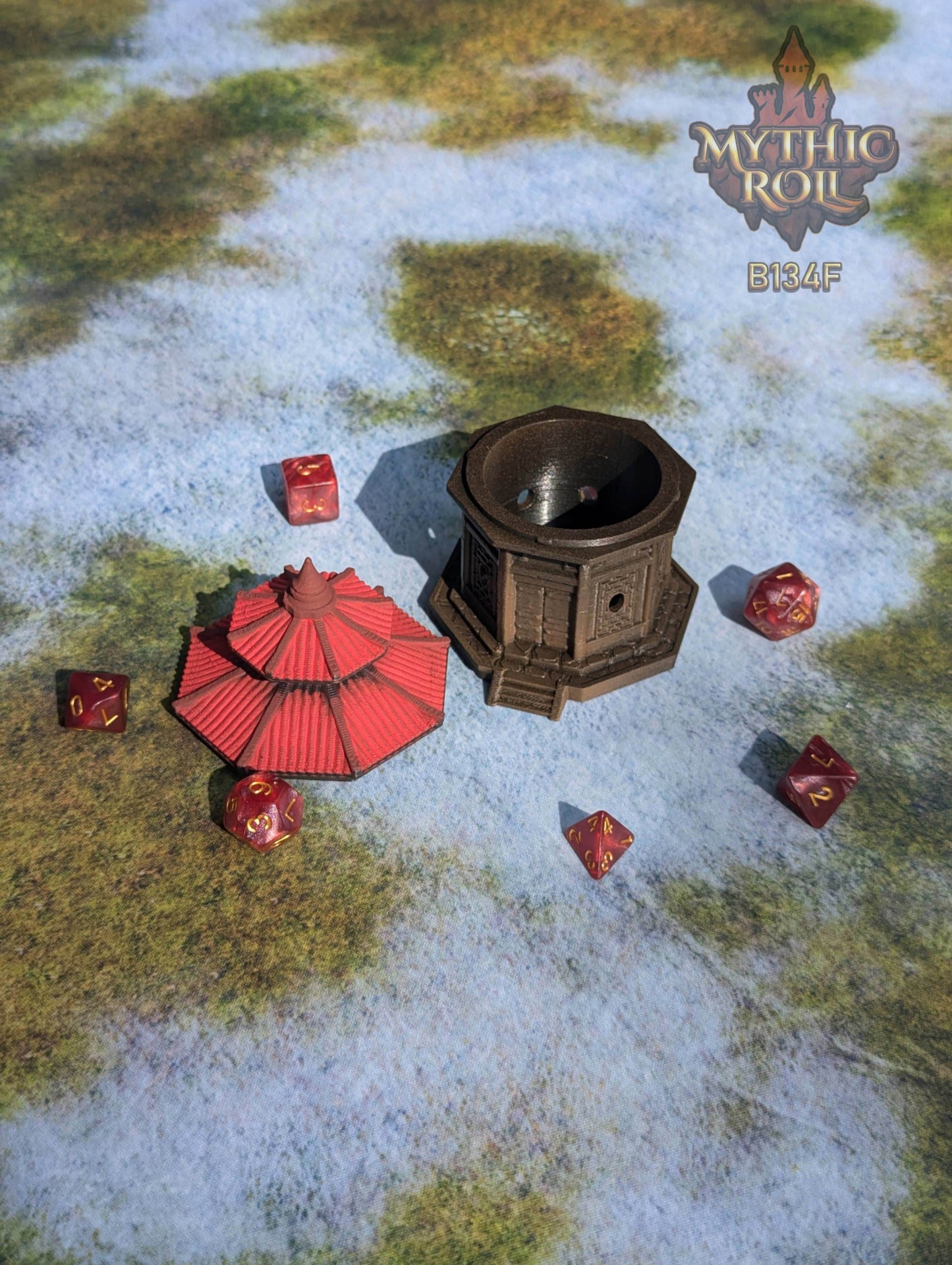 Samurai Warrior Chinshi-Shizuka 3D Printed Dice Jail | RPG Dice Vault | D20 Storage Box | Player Gift Mythic Roll by Unchained Games - Black / Yes- Include Random Dice Set