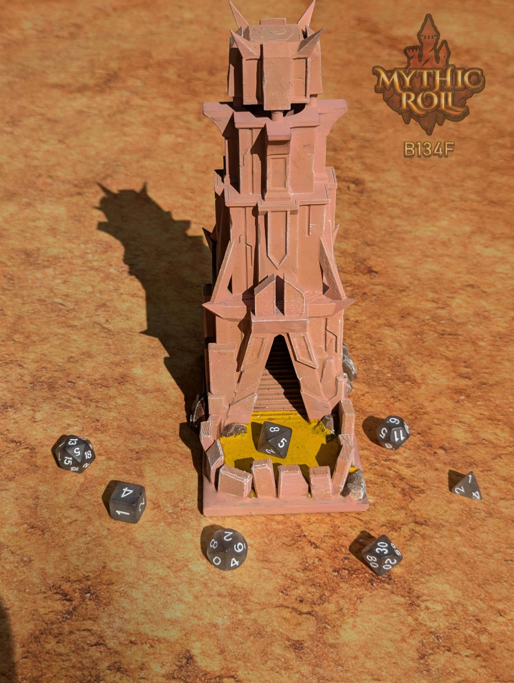 Ancient Monolith 3D Printed Dice Tower - Mythic Roll by Unchained Games - Step into a realm of primordial power! - Black / Yes- Include Random Dice Set