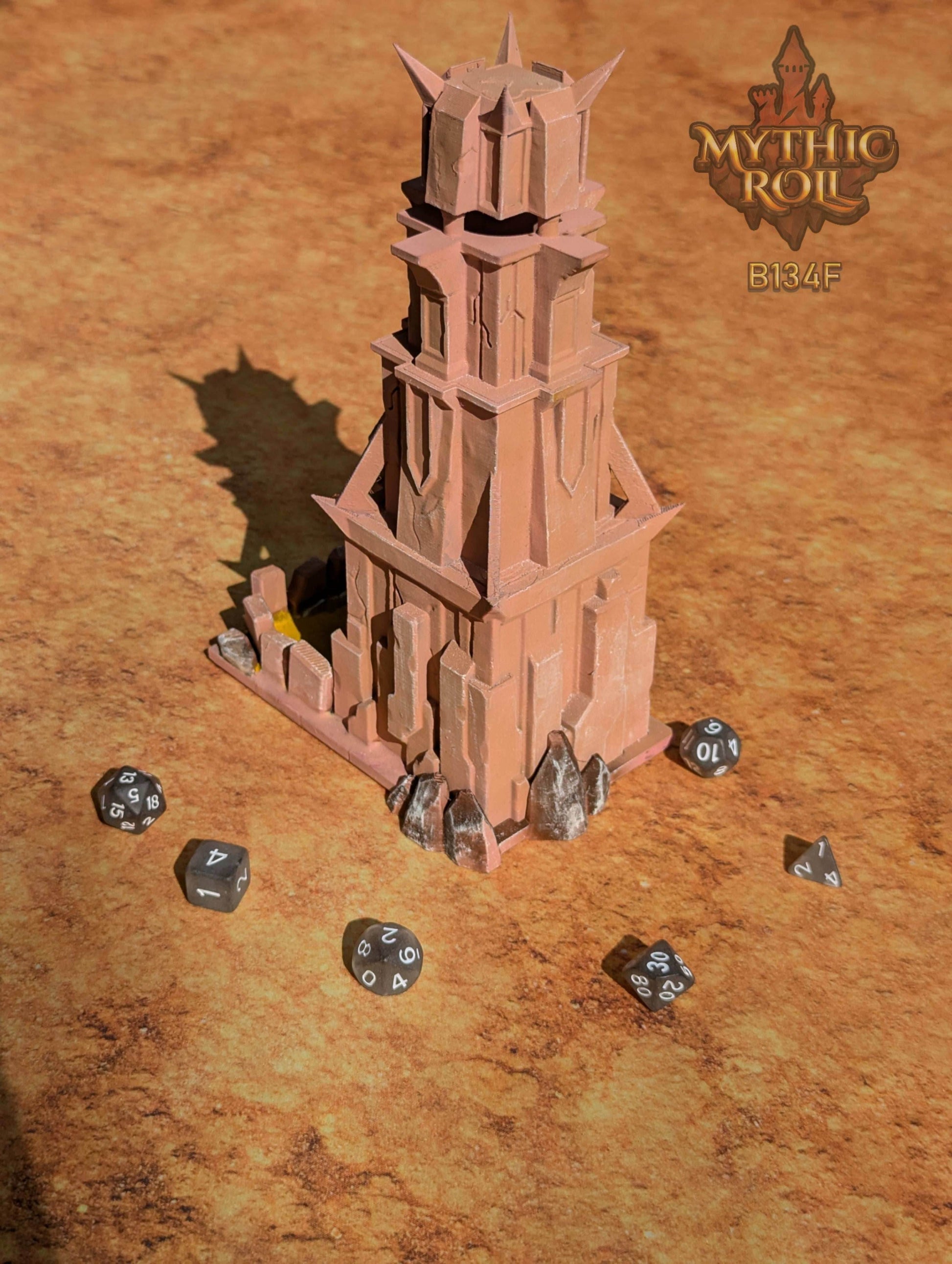 Ancient Monolith 3D Printed Dice Tower - Mythic Roll by Unchained Games - Step into a realm of primordial power! - Black / Yes- Include Random Dice Set