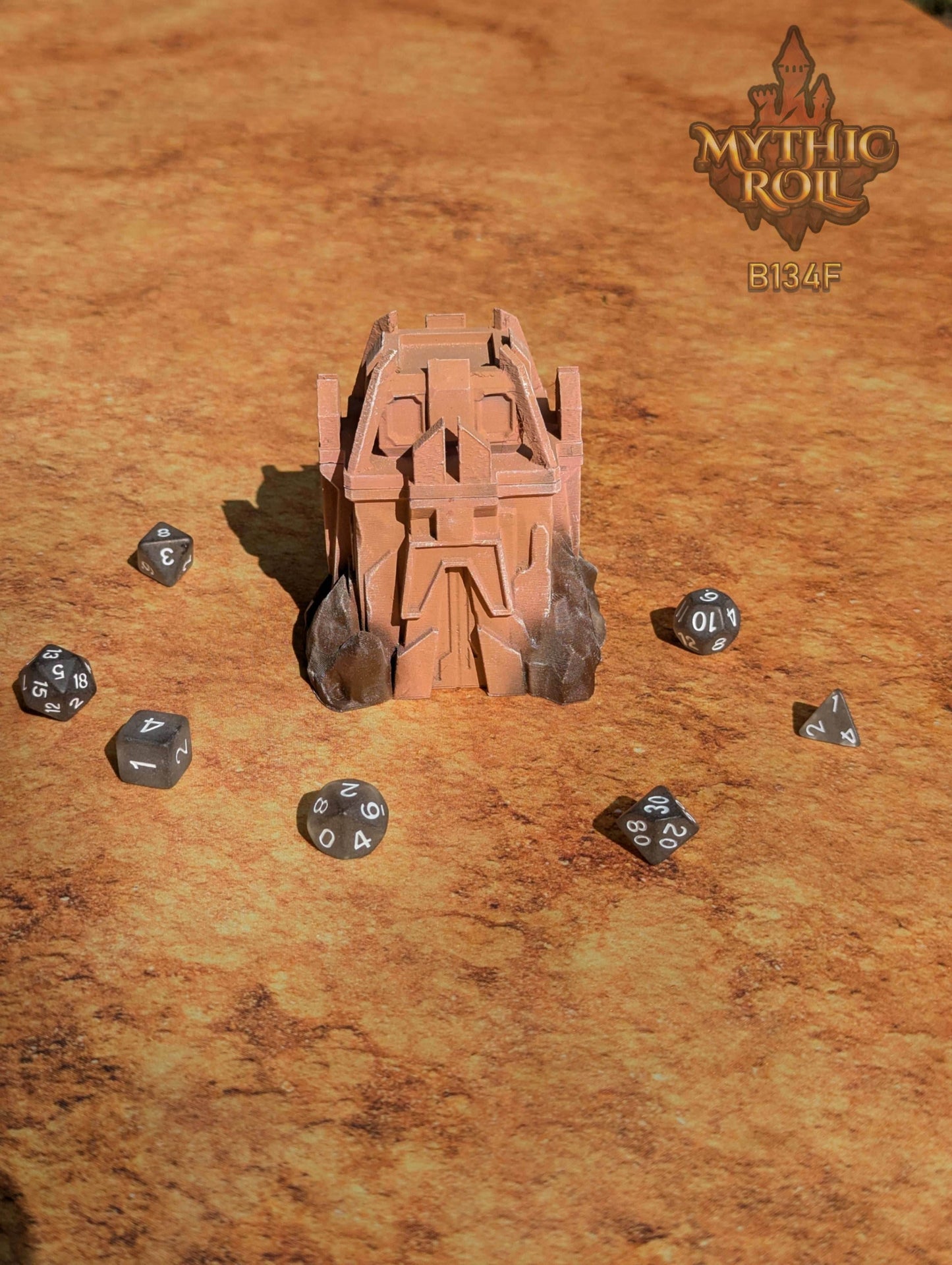 Ancient Anomaly 3D Printed Dice Box/Jail/Vault by Unchained Games - Mythic Roll Collection - Guard Your Dice with Secrets from Time's Abyss. - Black / Yes- Include Random Dice Set