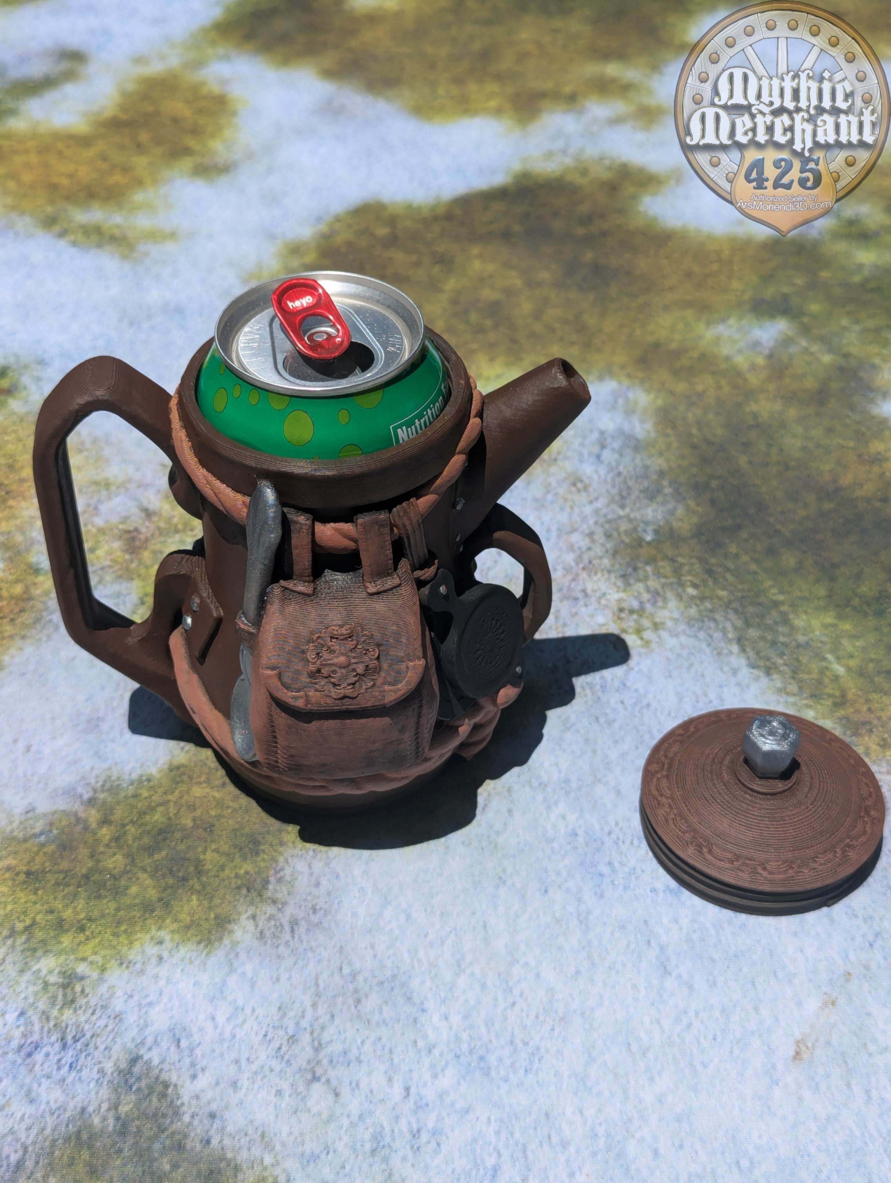 Gnome 3D Printed Can Holder- Mythic Mugs Collection by Ars Moriendi 3D- Embrace the Whimsy of the Gnomes! - Black / Non Threaded-No Lid