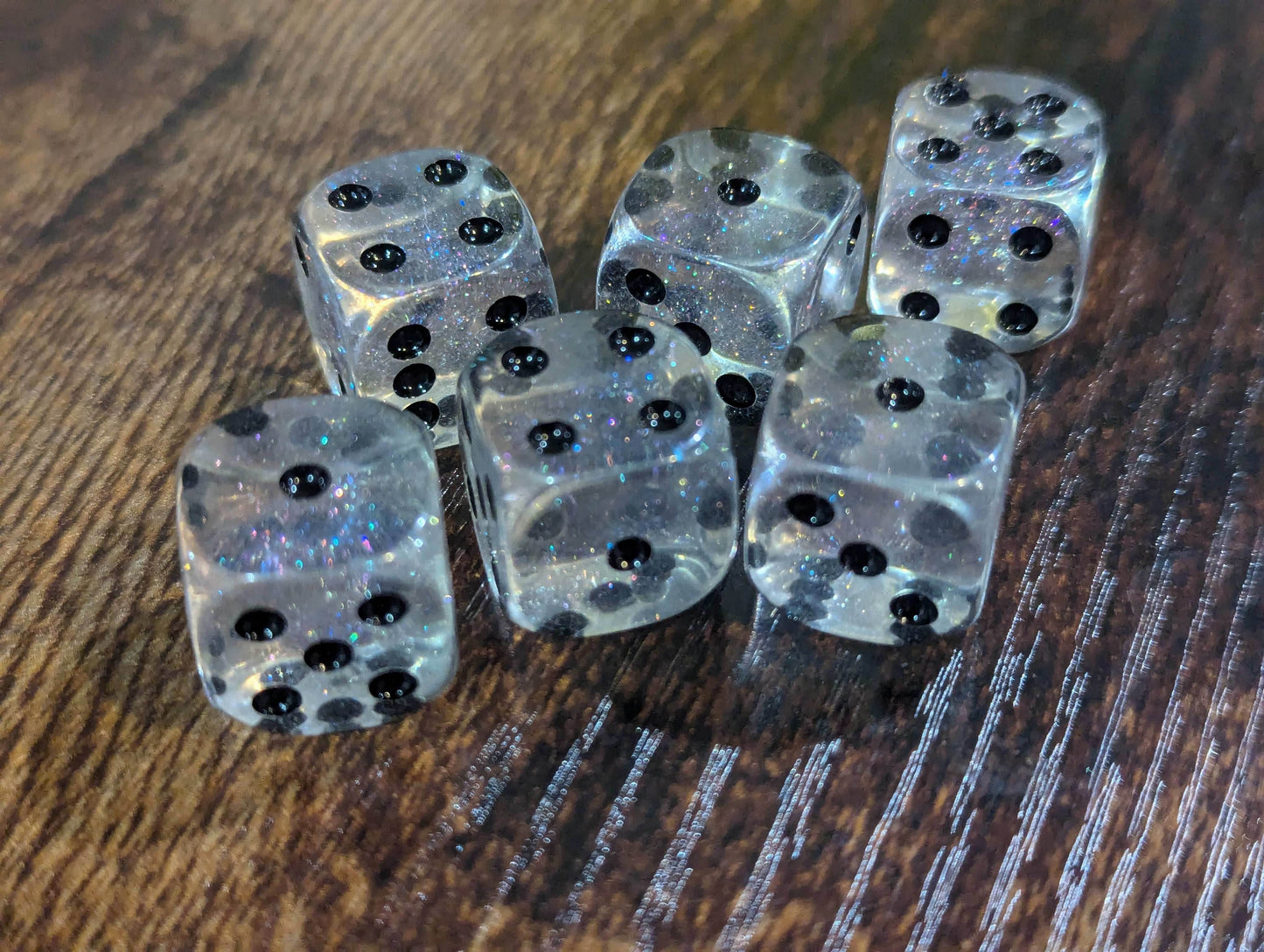 The Time Walker | Clear Glitter 16mm d6 Dice w/Black - 1 Die