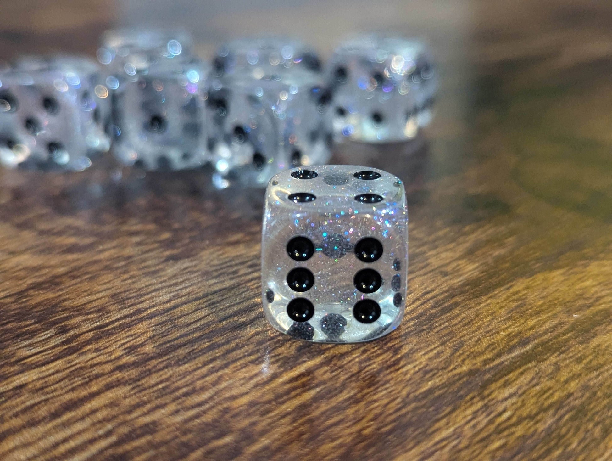 The Time Walker | Clear Glitter 16mm d6 Dice w/Black - 1 Die