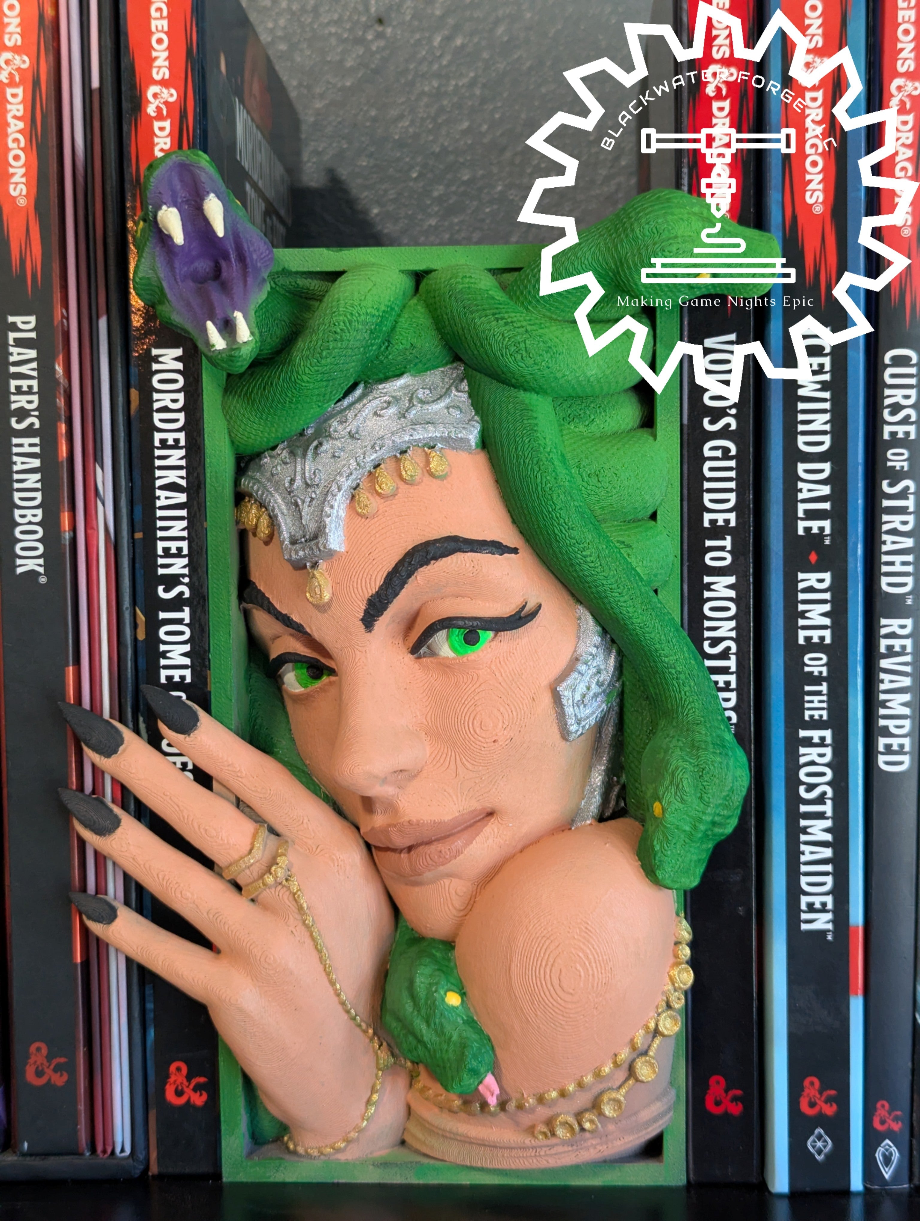 Medusa 3D Printed Book Nook- Miniatures of Madness- Beware the Gaze of Medusa!