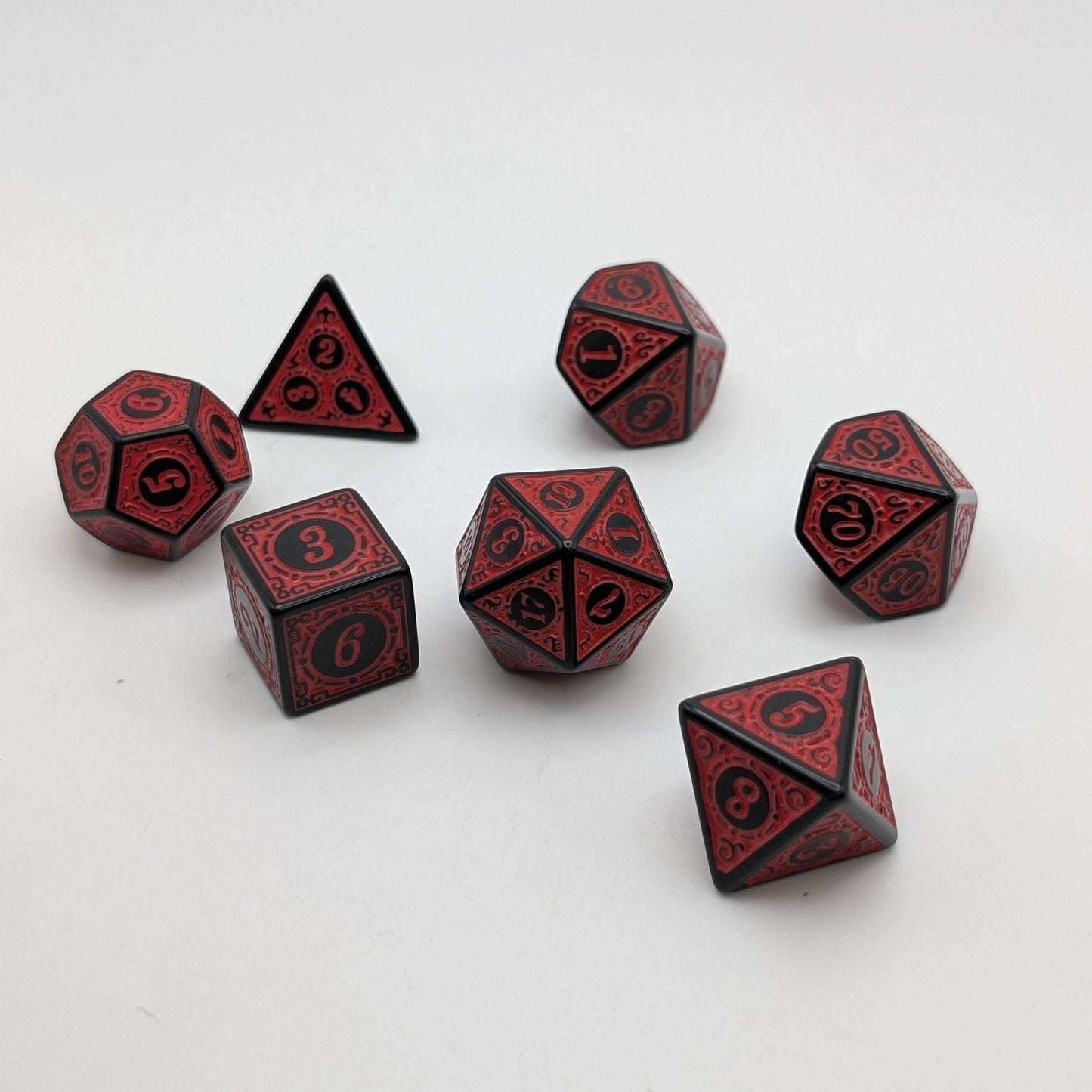Enchanted Demon - 7 Piece DnD Dice Set | Acrylic RPG Gaming Dice - 