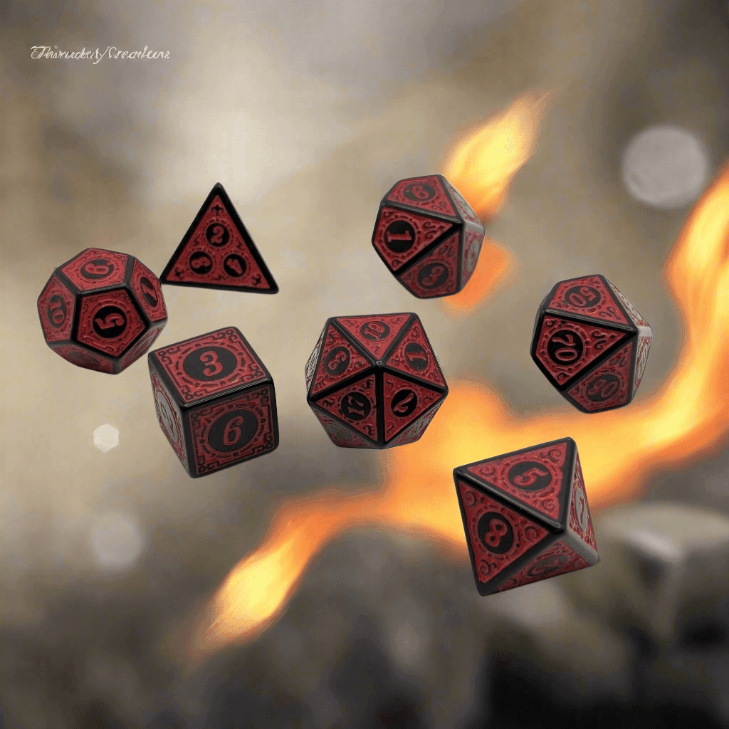 Enchanted Demon - 7 Piece DnD Dice Set | Acrylic RPG Gaming Dice - 