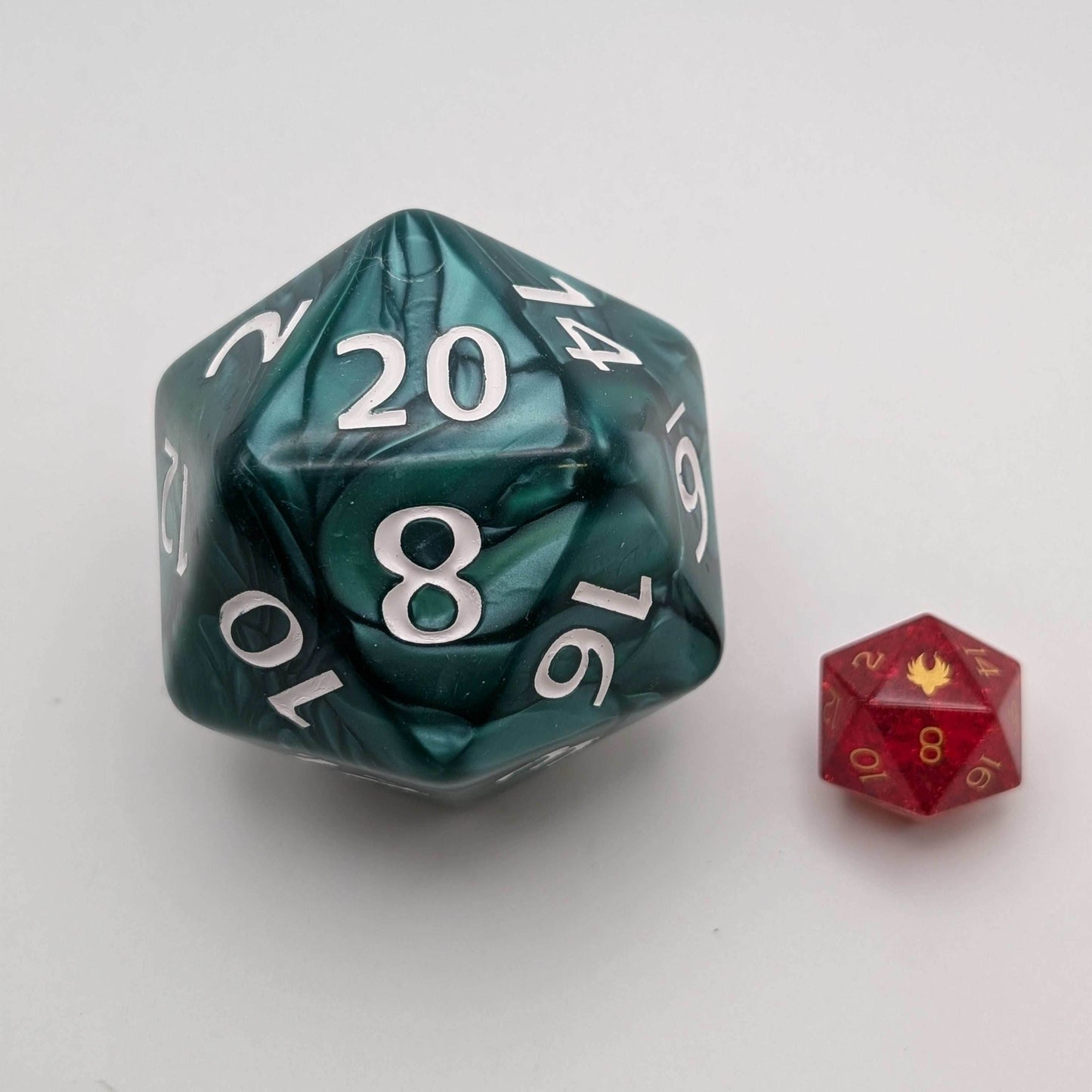 Chonk D20 - 55mm Titan sized D20 - Green Pearl