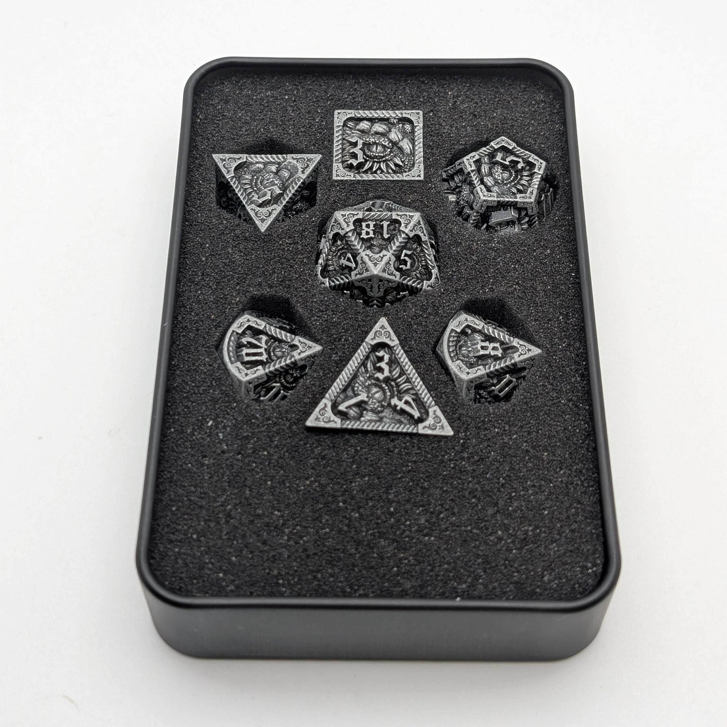 Elder Scroll - 7 Piece DnD Dice Set | Metal RPG Gaming Dice - 