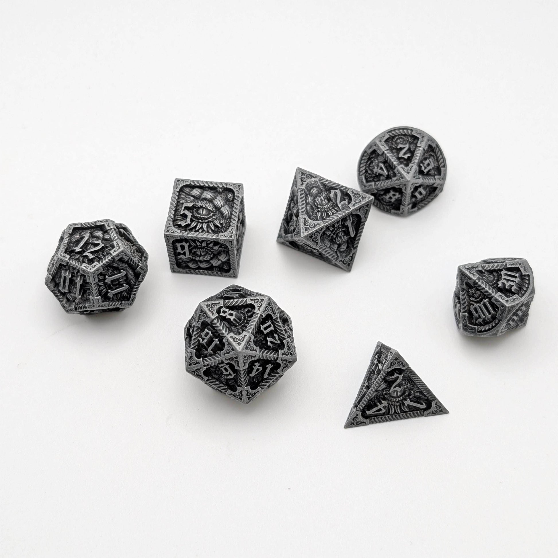 Elder Scroll - 7 Piece DnD Dice Set | Metal RPG Gaming Dice - 