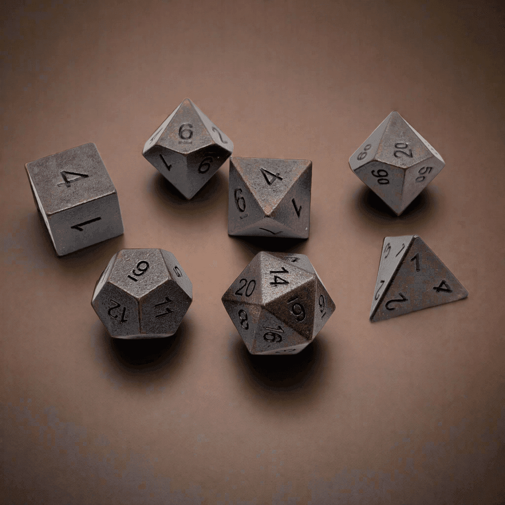 Copper Ore - 7 Piece DnD Dice Set | Metal RPG Gaming Dice - 