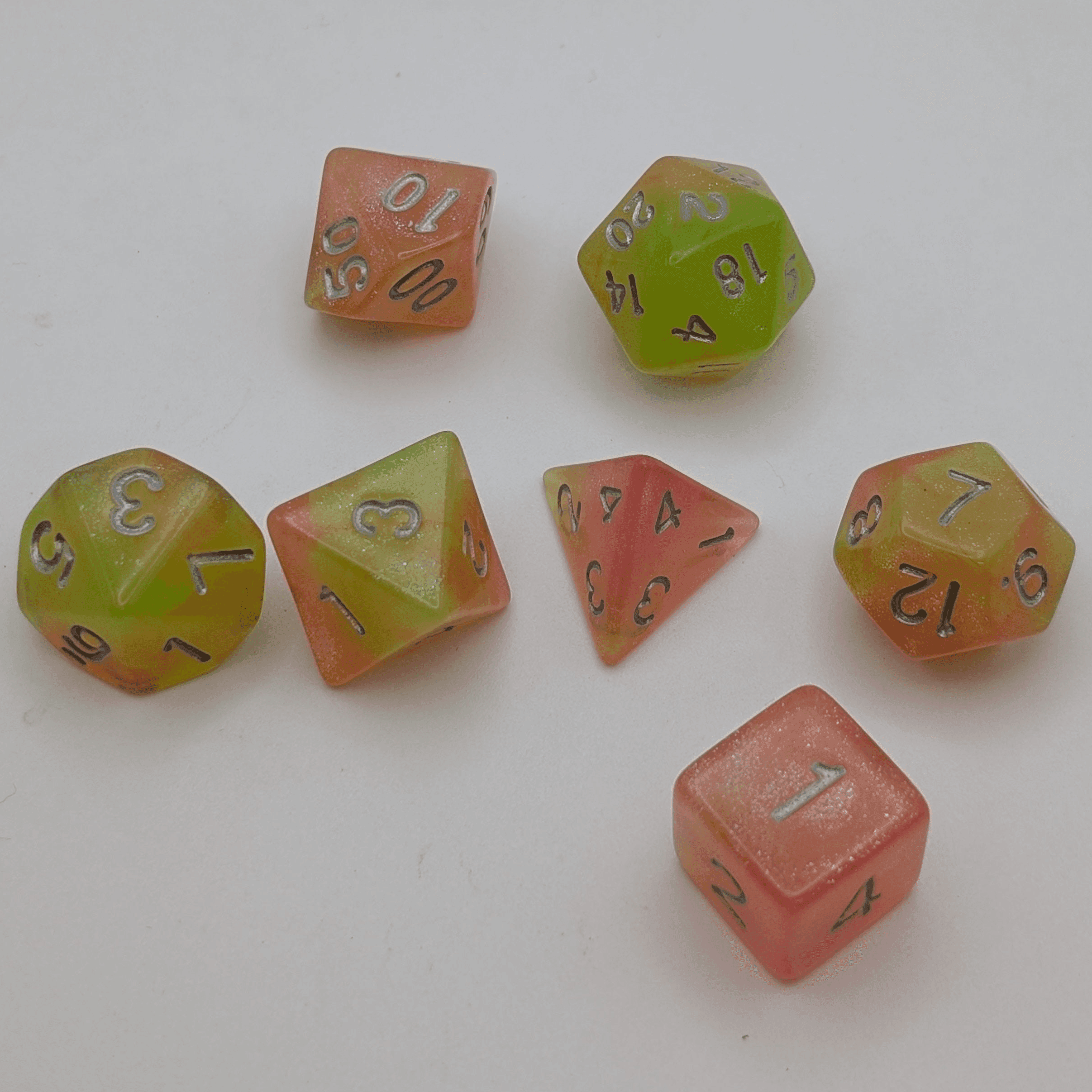 Summer's Joy - 7 Piece DnD Dice Set | Acrylic RPG Gaming Dice - 