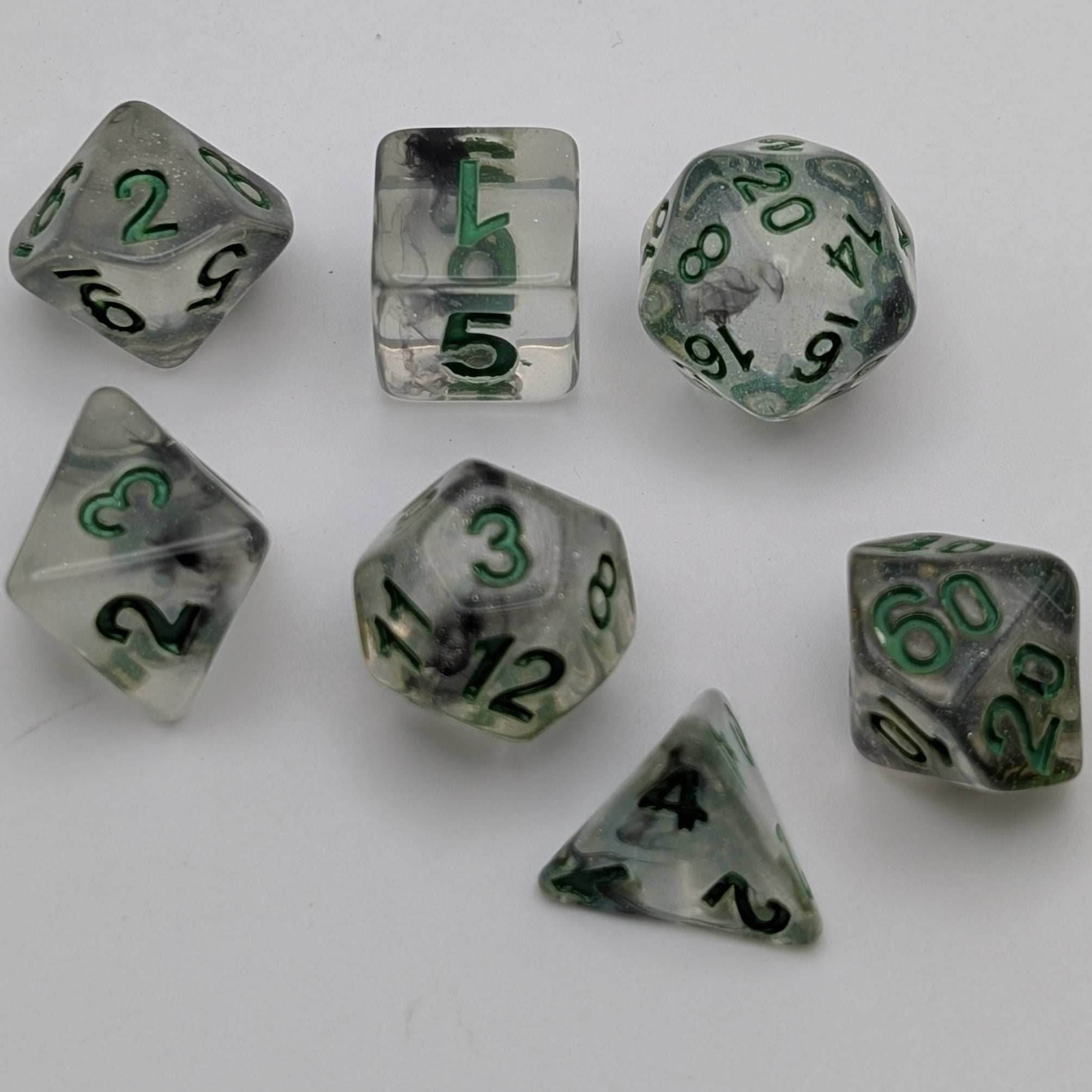Shinning Stars - 7 Piece DnD Dice Set | Acrylic RPG Gaming Dice - 