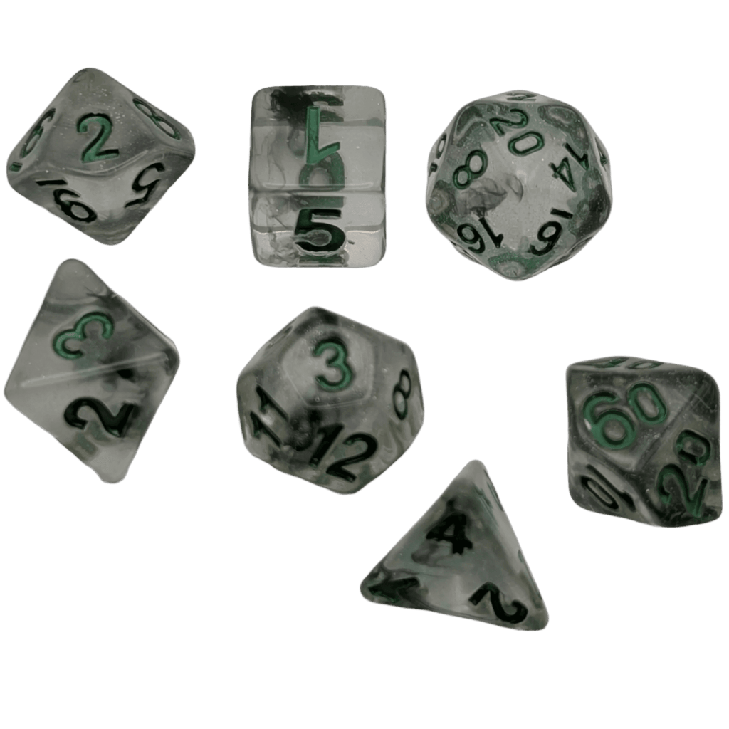 Shinning Stars - 7 Piece DnD Dice Set | Acrylic RPG Gaming Dice - 