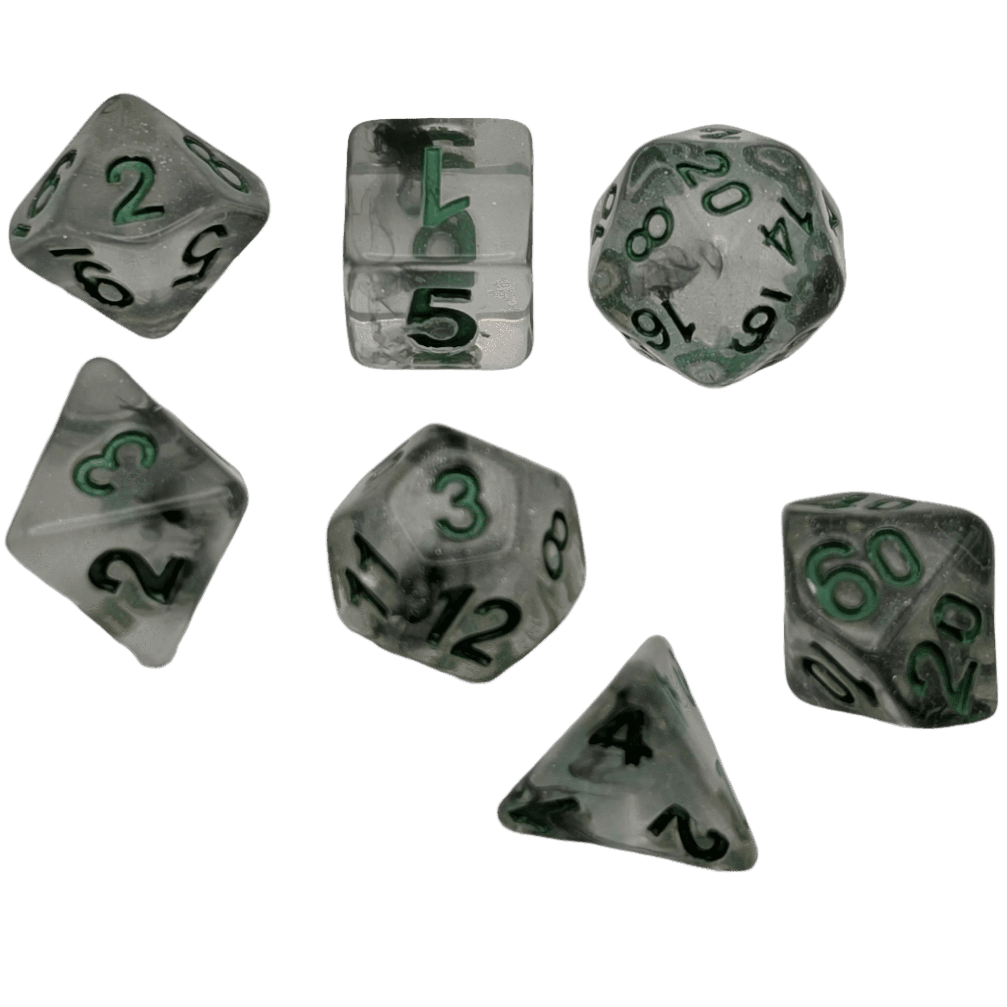 Shinning Stars - 7 Piece DnD Dice Set | Acrylic RPG Gaming Dice - 