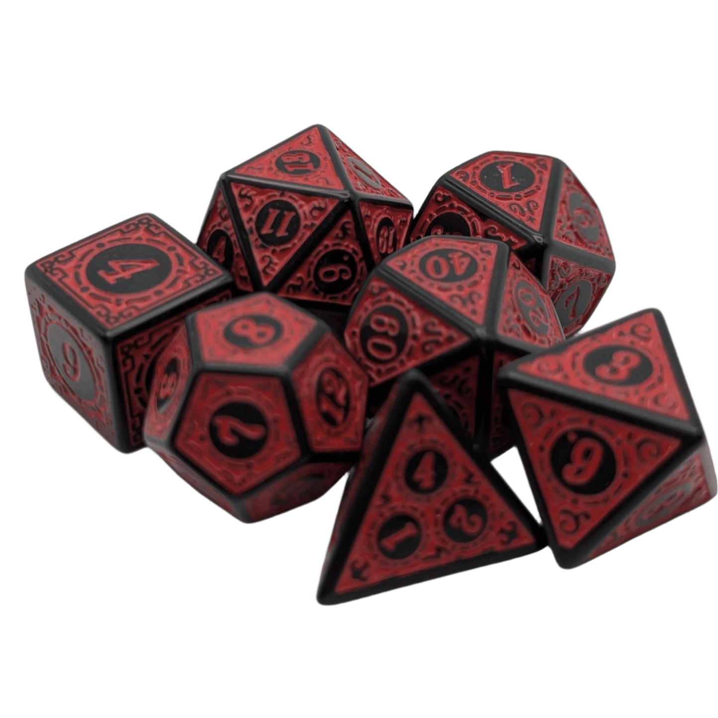 Enchanted Demon - 7 Piece DnD Dice Set | Acrylic RPG Gaming Dice - 