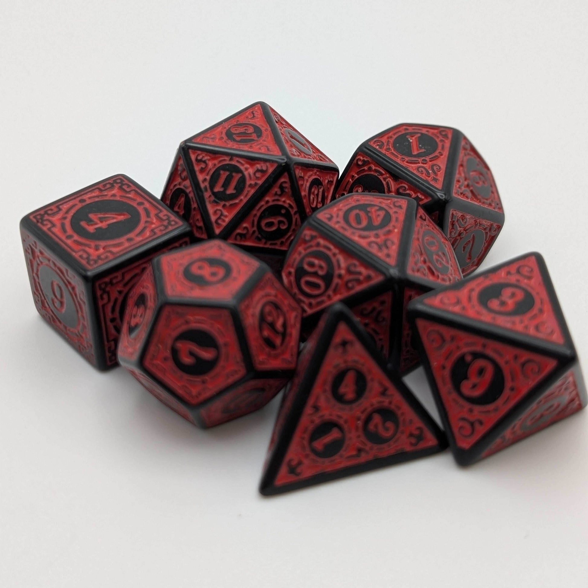 Enchanted Demon - 7 Piece DnD Dice Set | Acrylic RPG Gaming Dice - 