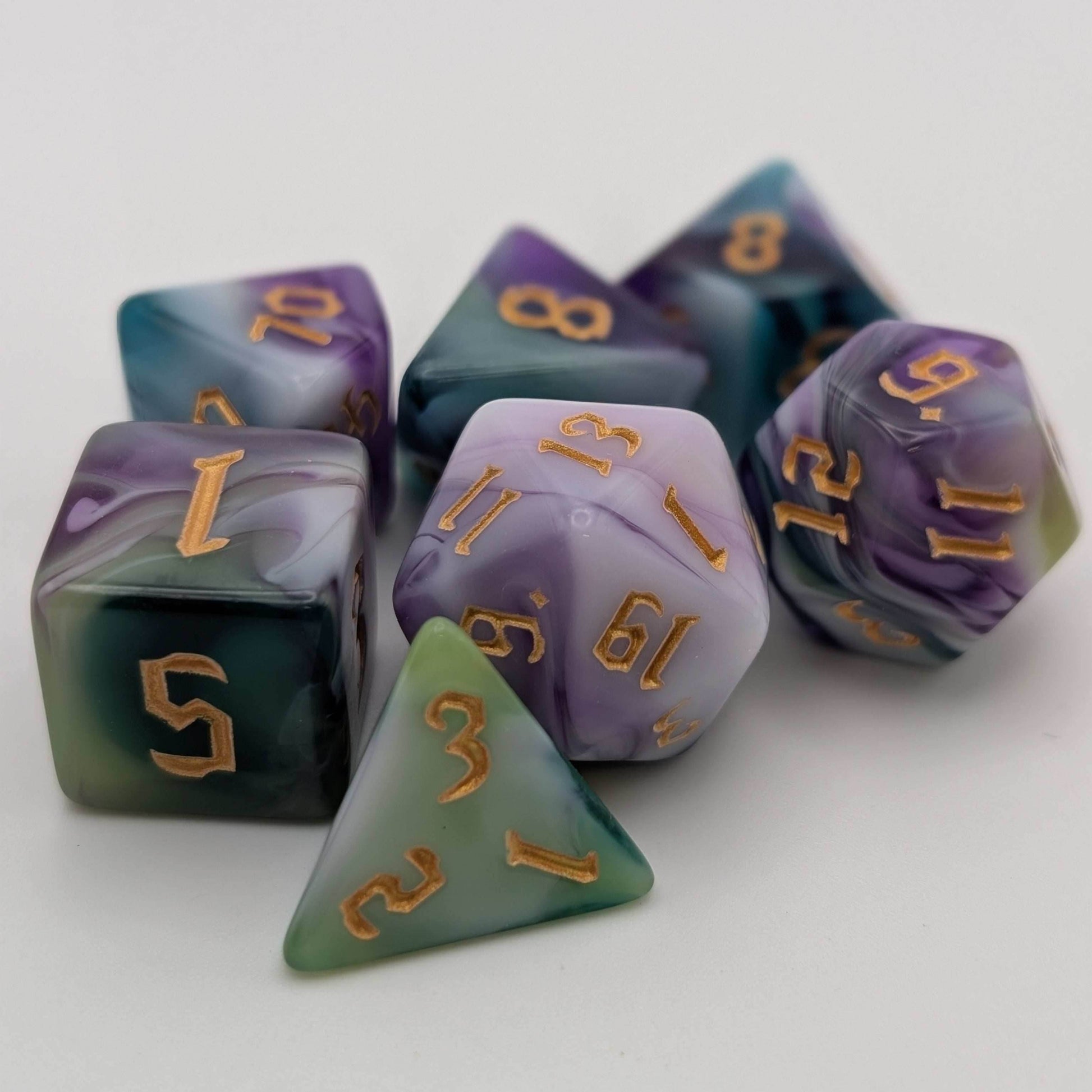 Siberian Iris - 7 Piece DnD Dice Set | Acrylic RPG Gaming Dice - 