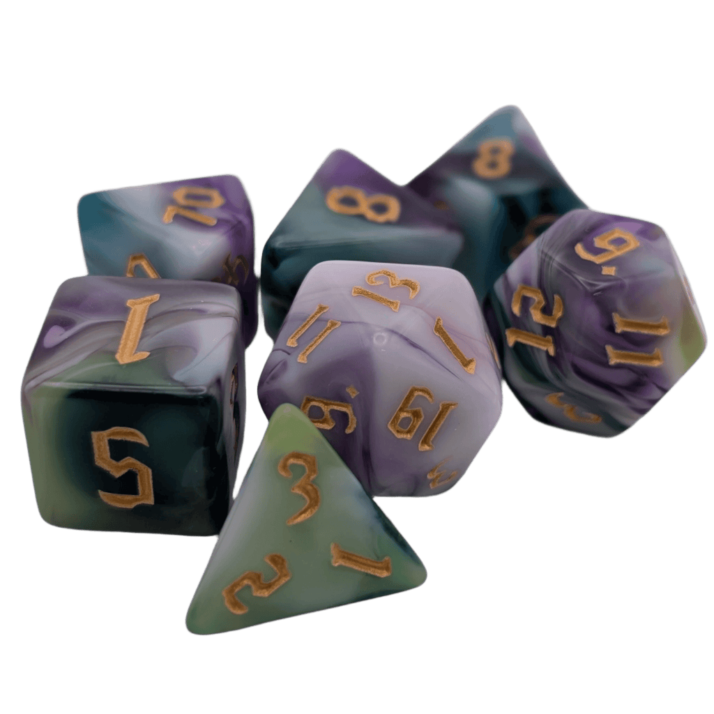 Siberian Iris - 7 Piece DnD Dice Set | Acrylic RPG Gaming Dice - 