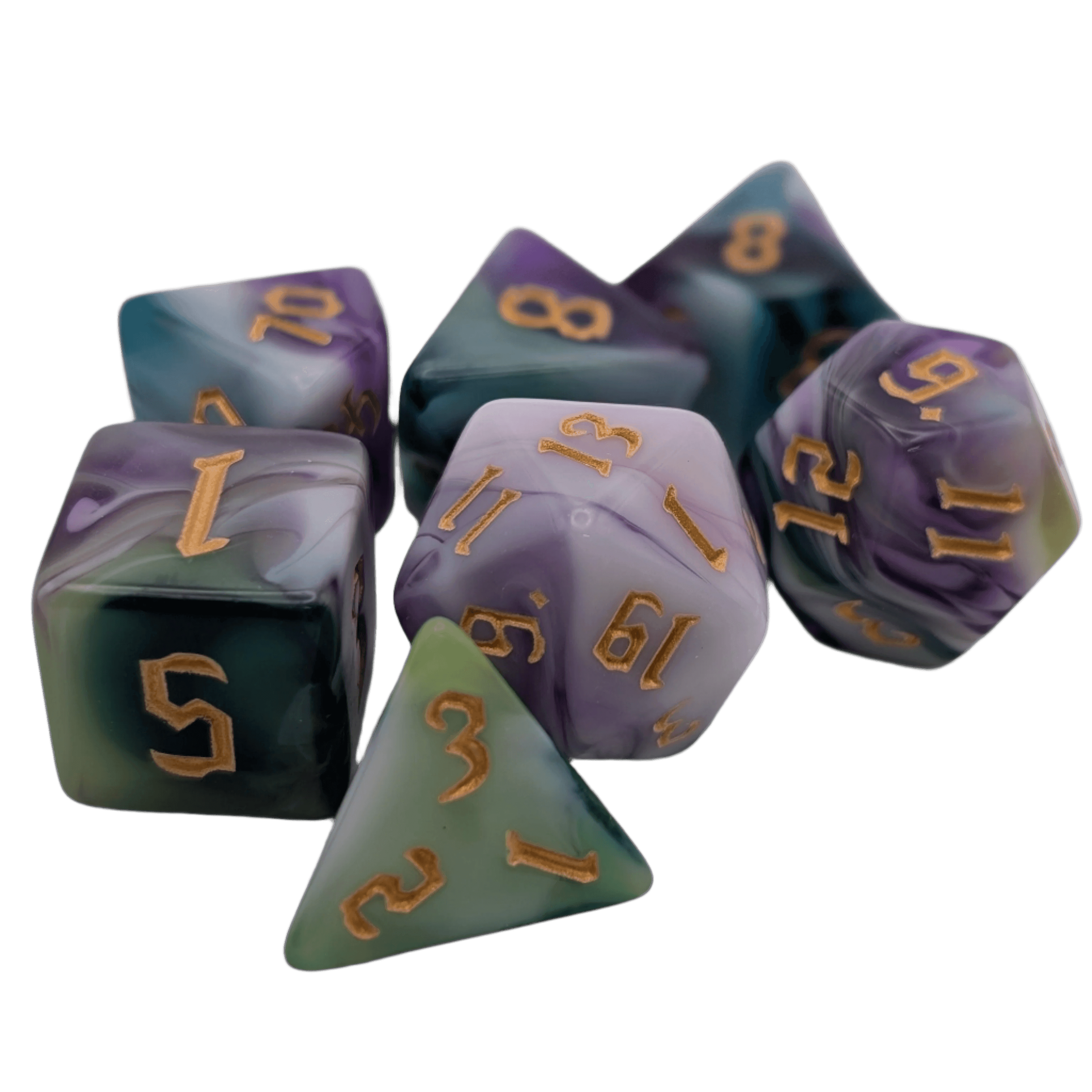 Siberian Iris - 7 Piece DnD Dice Set | Acrylic RPG Gaming Dice - 
