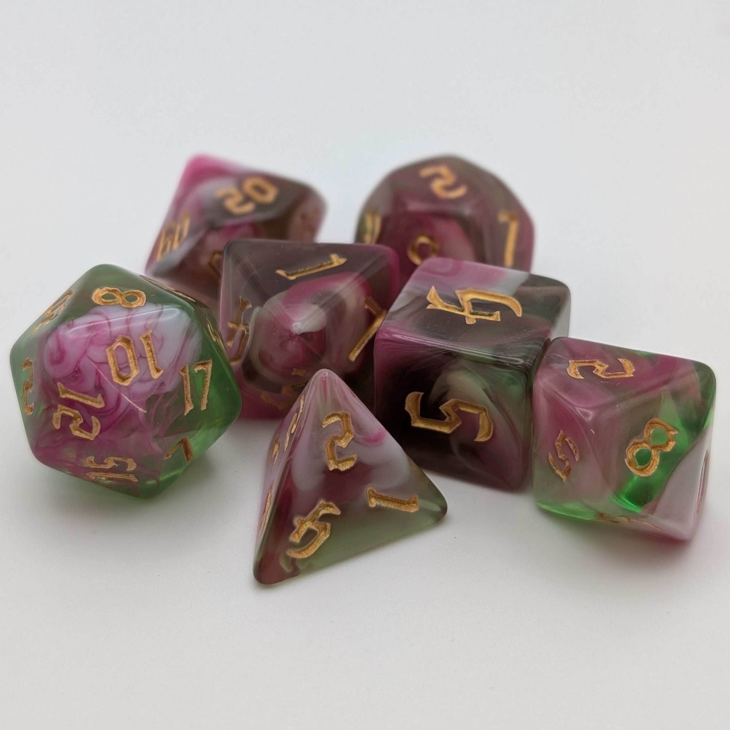 Superbloom - 7 Piece DnD Dice Set | Acrylic RPG Gaming Dice - 
