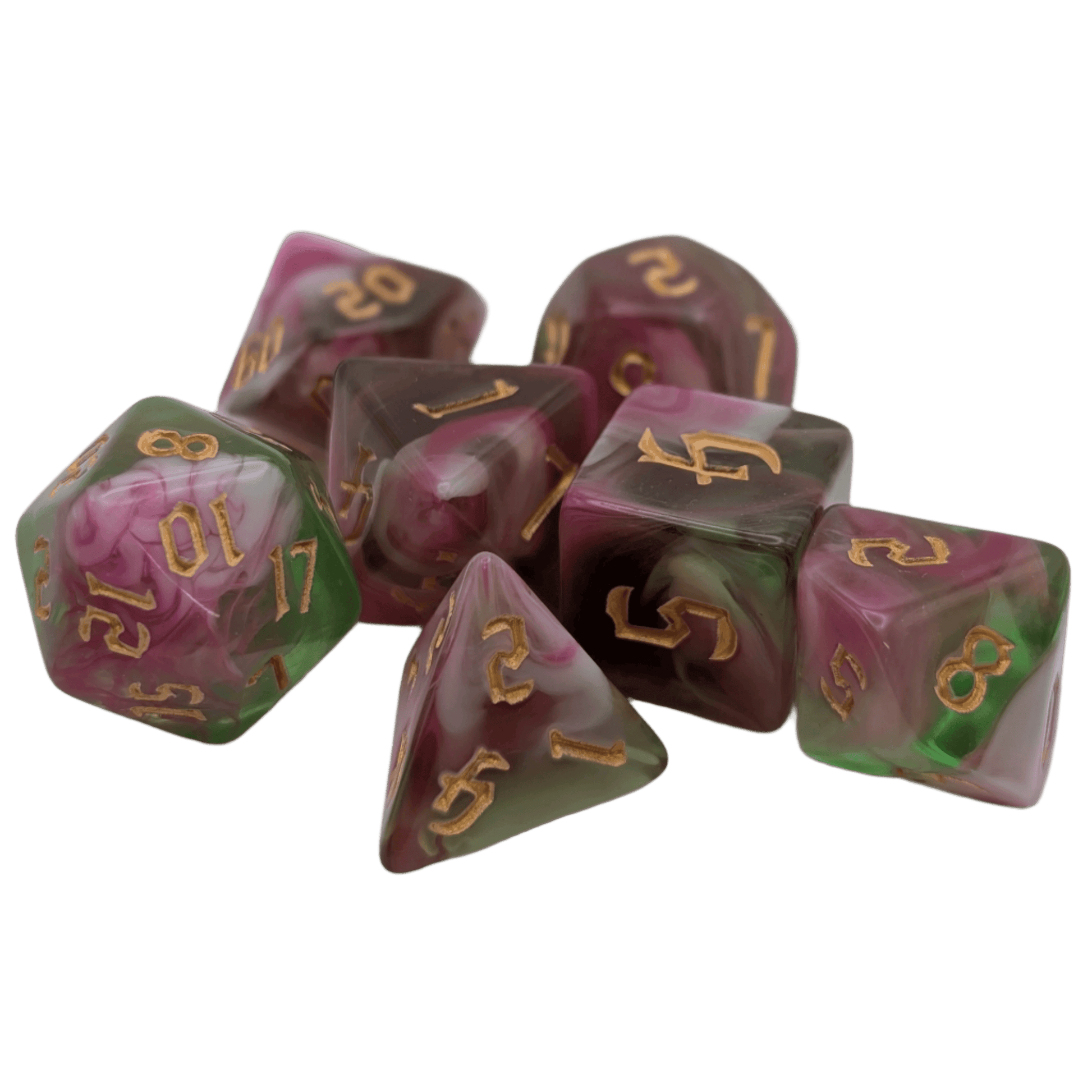 Superbloom - 7 Piece DnD Dice Set | Acrylic RPG Gaming Dice - 