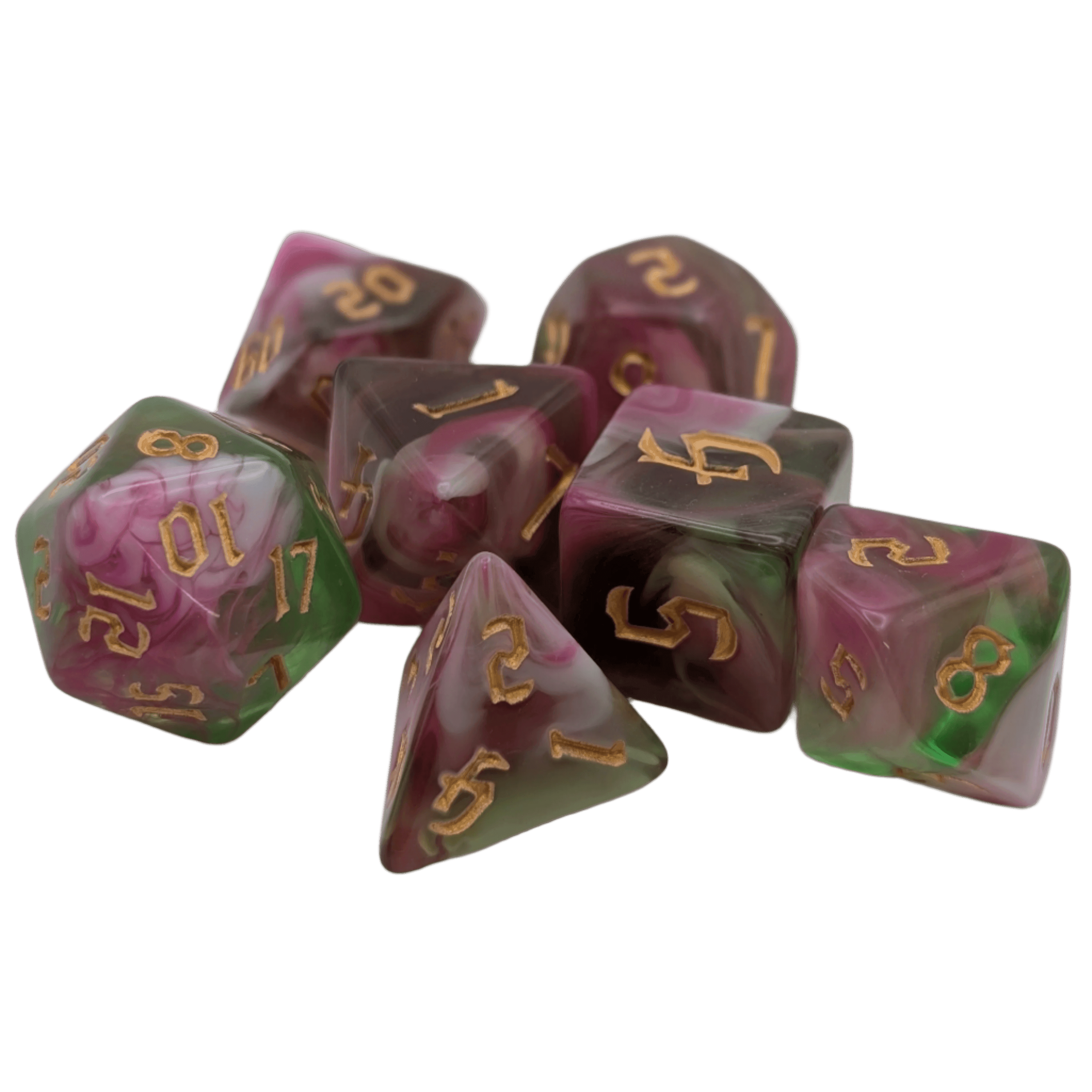 Superbloom - 7 Piece DnD Dice Set | Acrylic RPG Gaming Dice - 