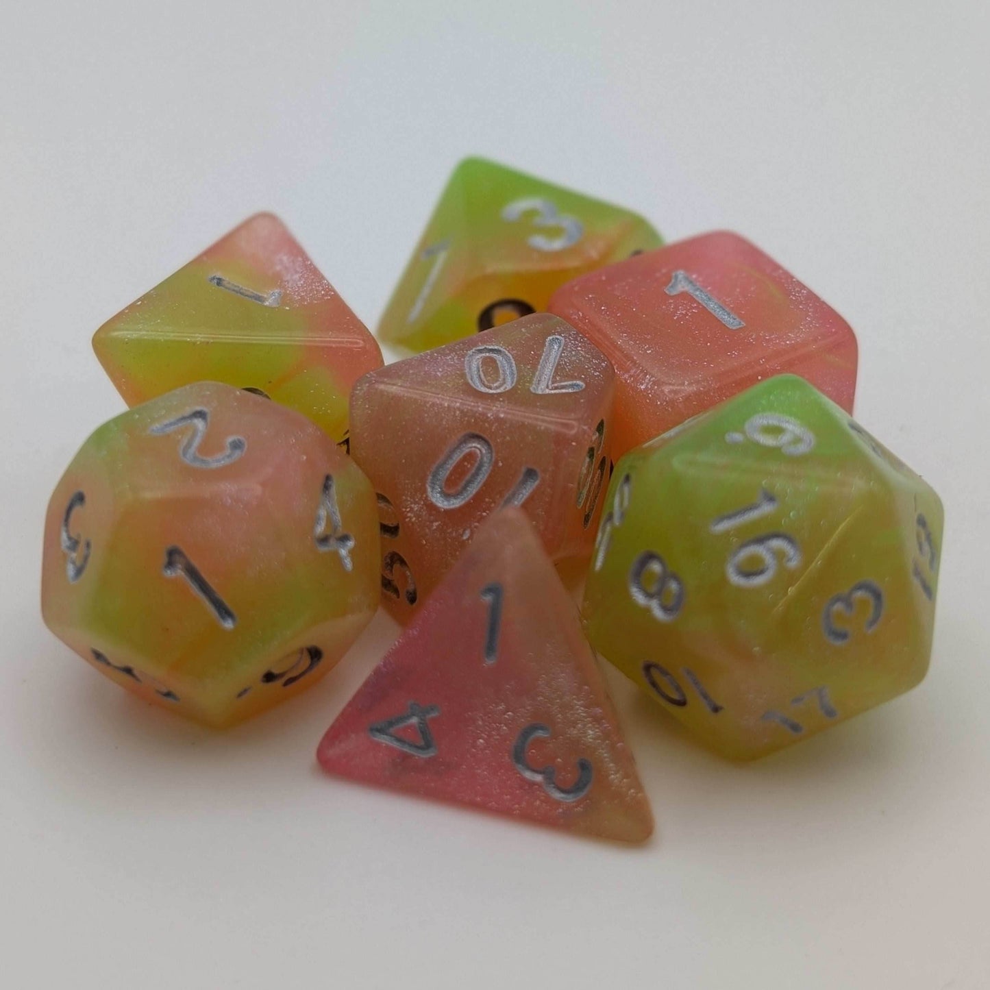 Summer's Joy - 7 Piece DnD Dice Set | Acrylic RPG Gaming Dice - 