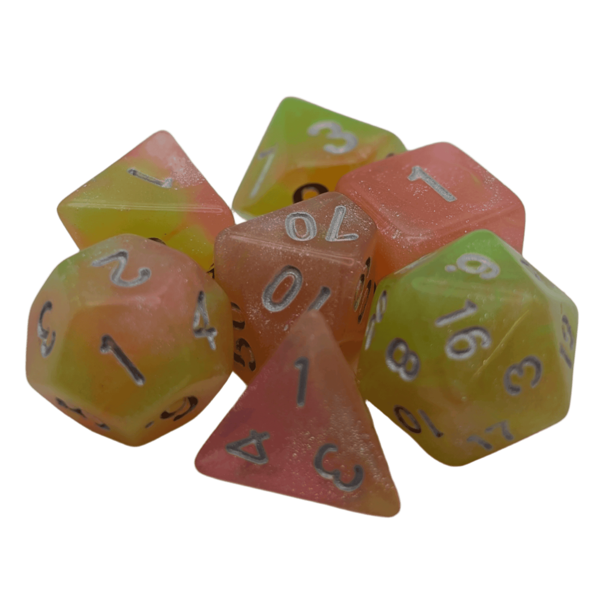Summer's Joy - 7 Piece DnD Dice Set | Acrylic RPG Gaming Dice - 