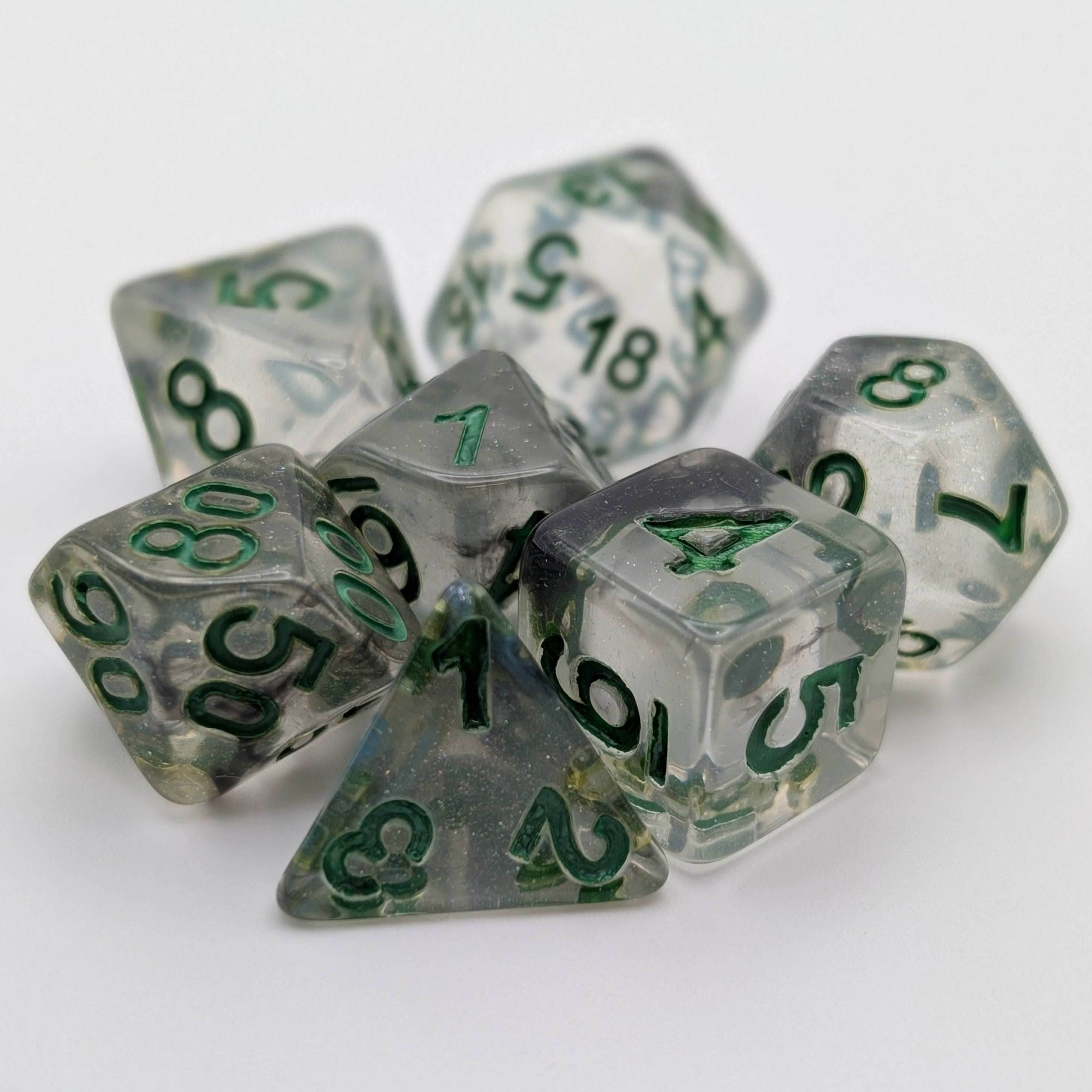 Shinning Stars - 7 Piece DnD Dice Set | Acrylic RPG Gaming Dice - 
