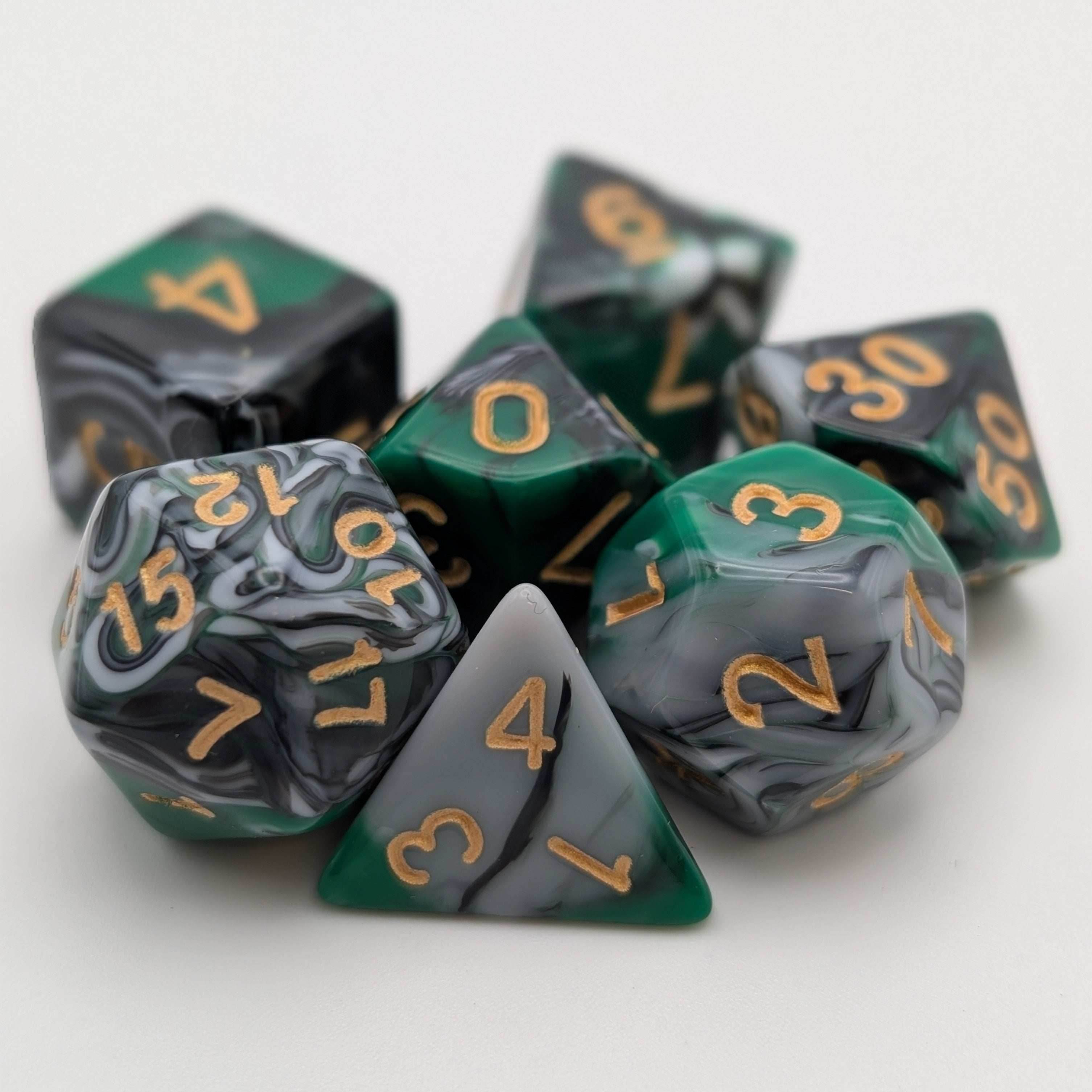 Mint Shake - 7 Piece DnD Dice Set | Acrylic RPG Gaming Dice - 