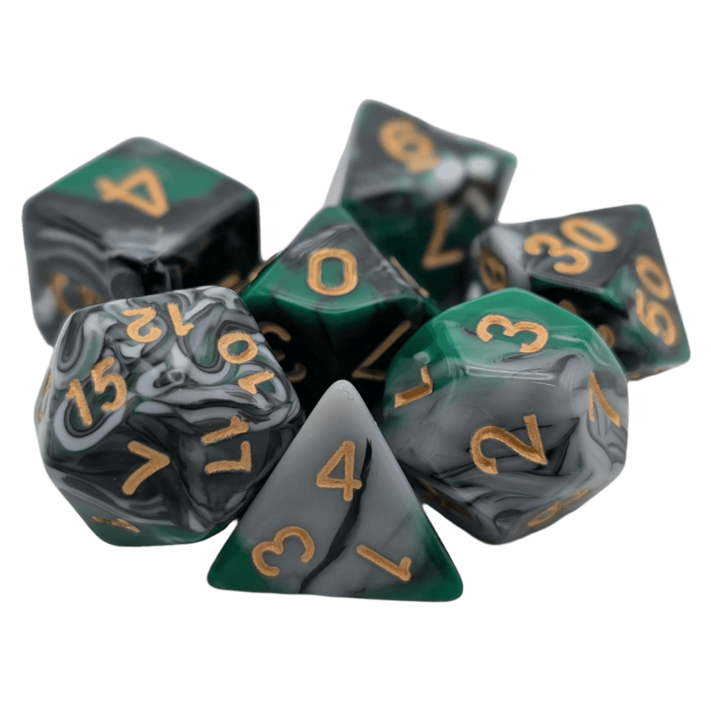 Mint Shake - 7 Piece DnD Dice Set | Acrylic RPG Gaming Dice - 