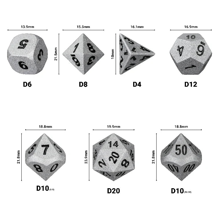 Dwarven-Forged Antique Gold Metal D&D Dice Set