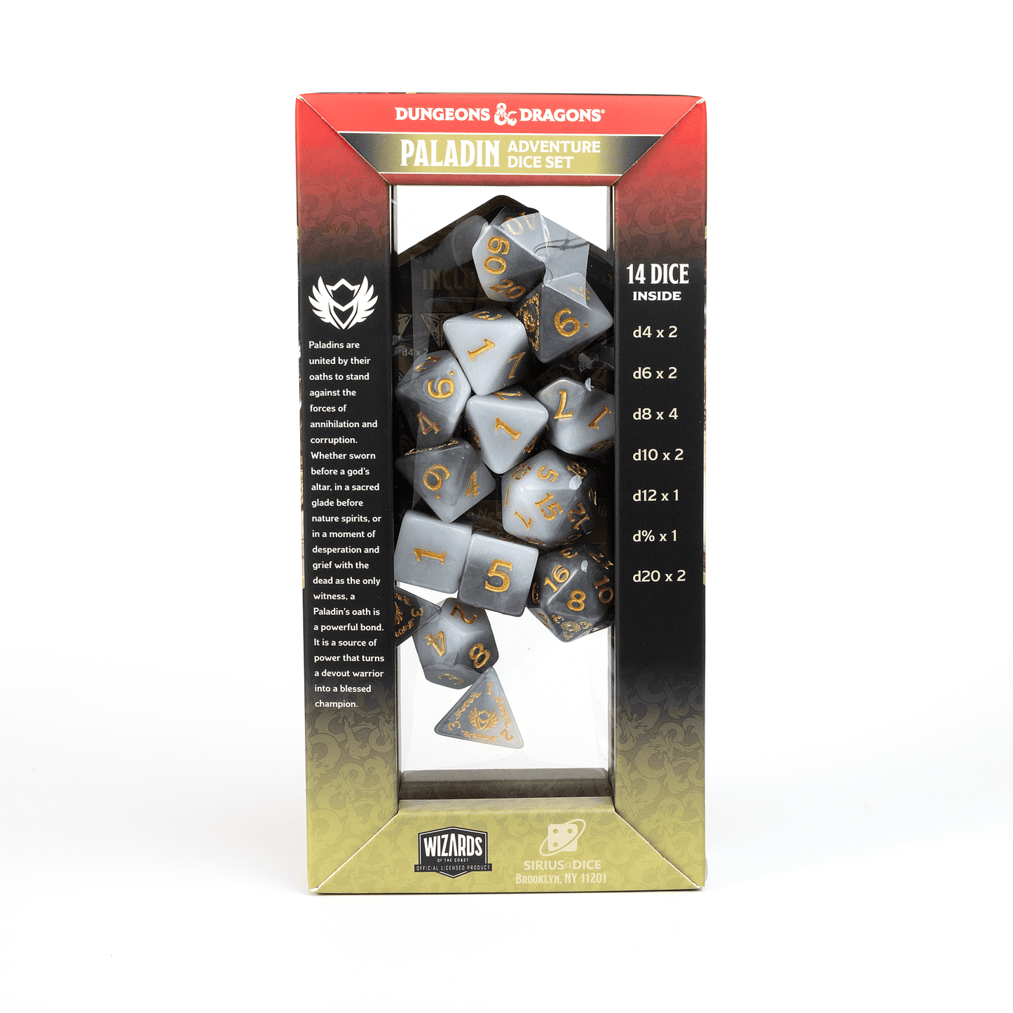 D&D Adventure Dice Set - Paladin Edition | White/Grey 14pc Collection - 