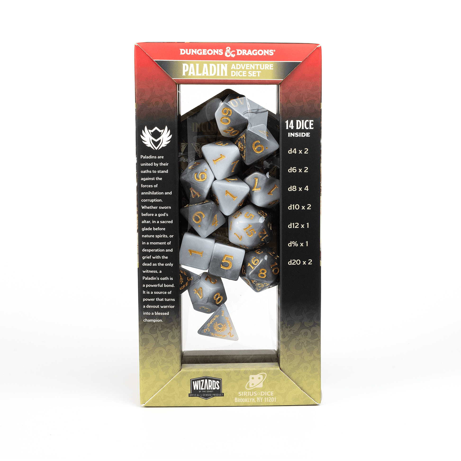 D&D Adventure Dice Set - Paladin Edition | White/Grey 14pc Collection - 