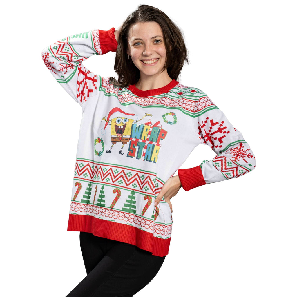 Wrap Star SpongeBob Christmas Sweater - XS