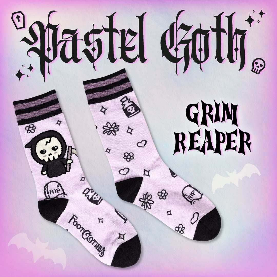 Pastel Goth Grim Reaper Crew Socks - 