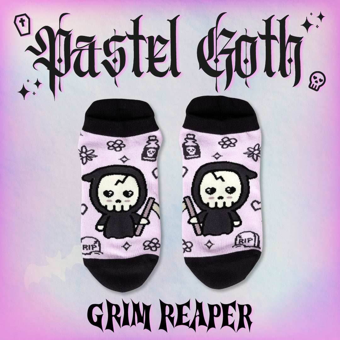 Pastel Goth Grim Reaper Ankle Socks - 
