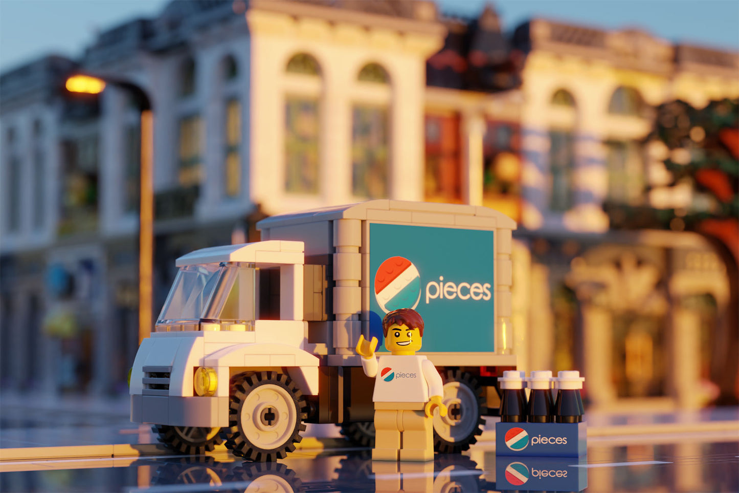 B3 Customs Pieces Soda Delivery Truck with Minifigure
