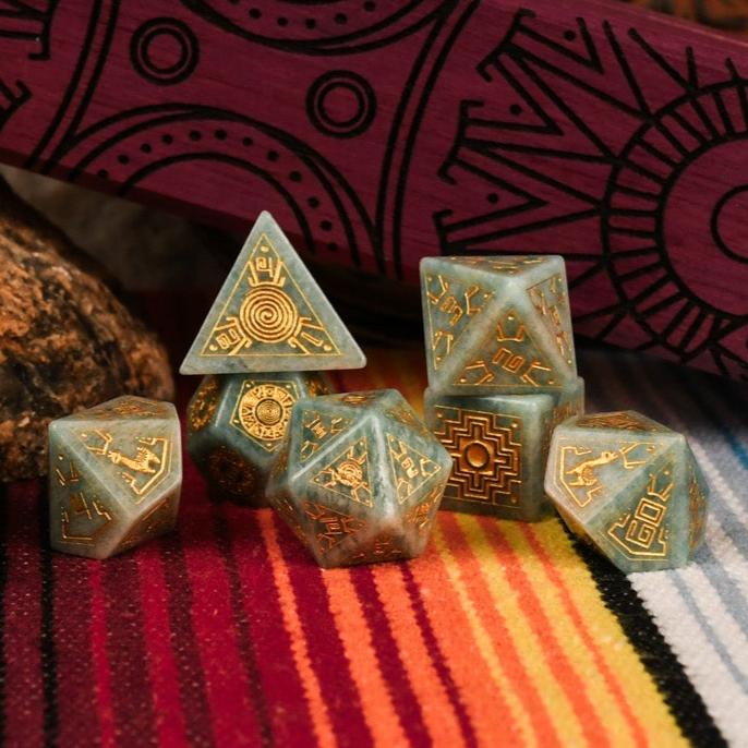 Peruvian Amazonite Stone Dice Set