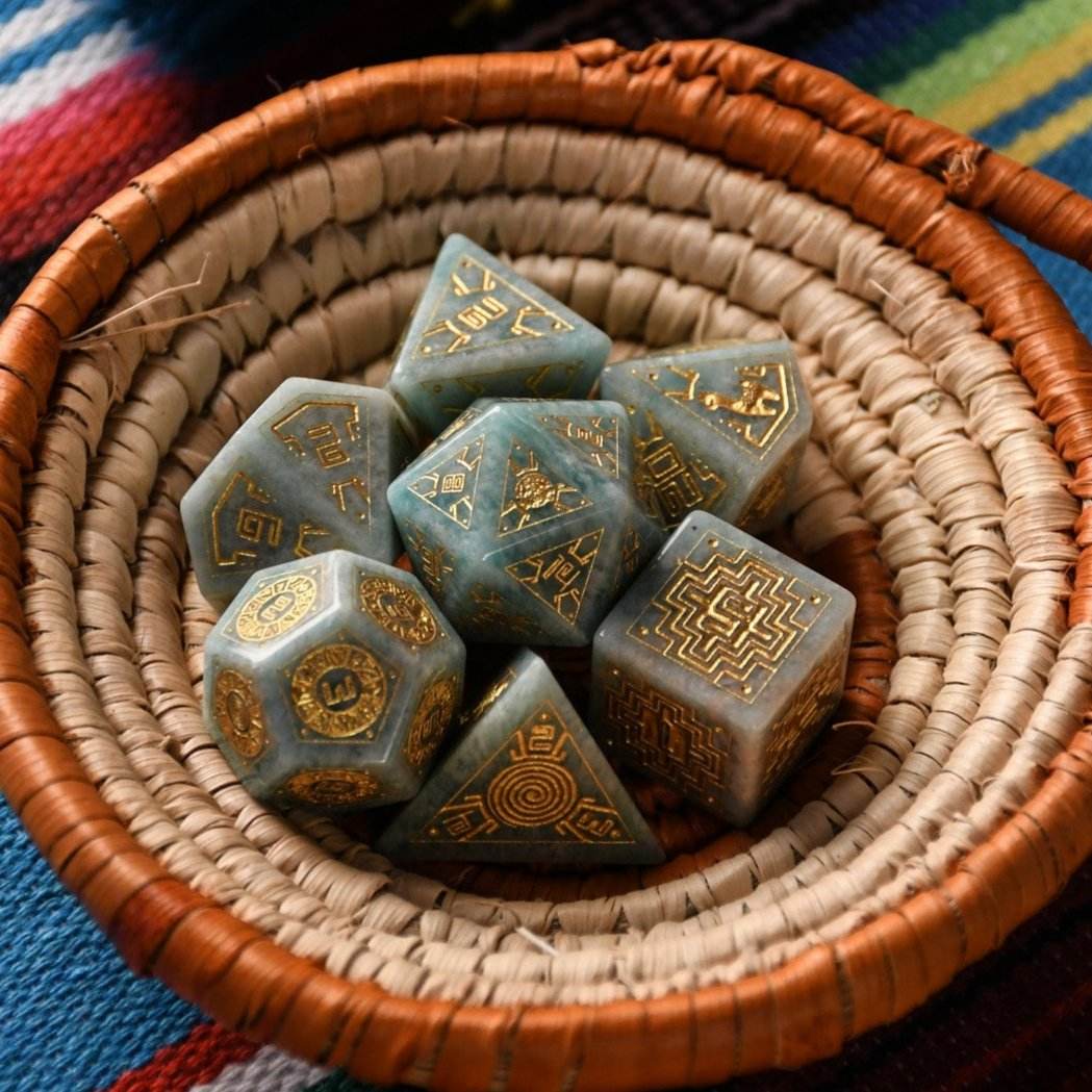 Peruvian Amazonite Stone Dice Set - Dice Around the World Collection - 
