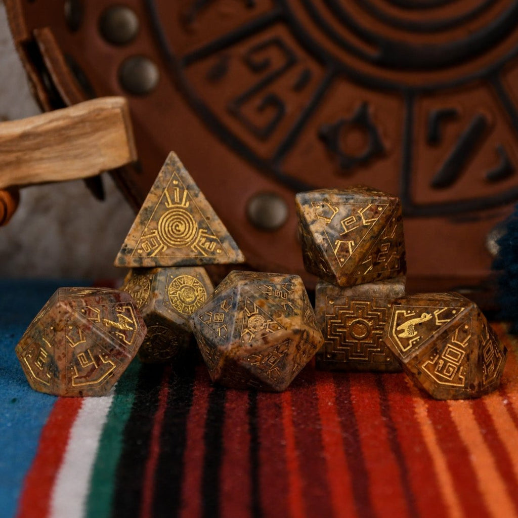 Peruvian Leopard Jasper Stone Dice Set