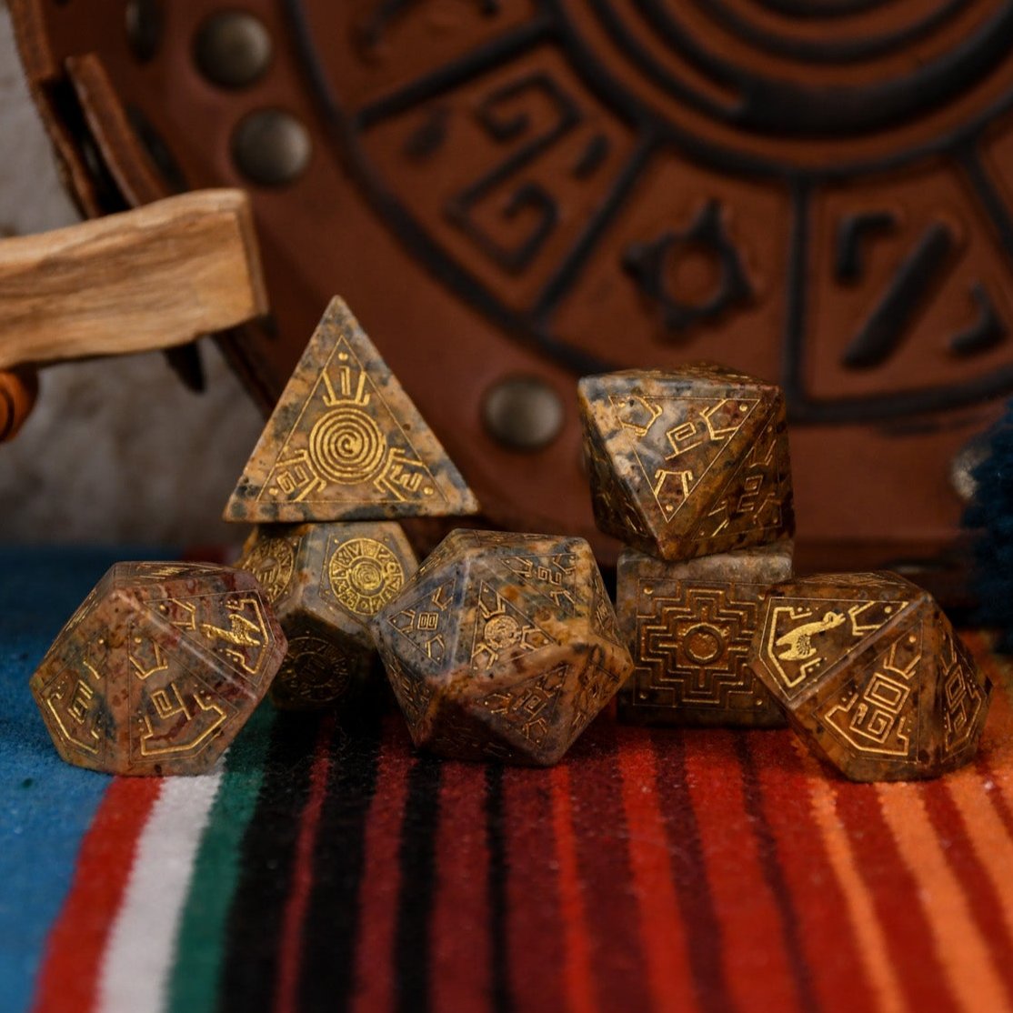 Peruvian Leopard Jasper Stone Dice Set